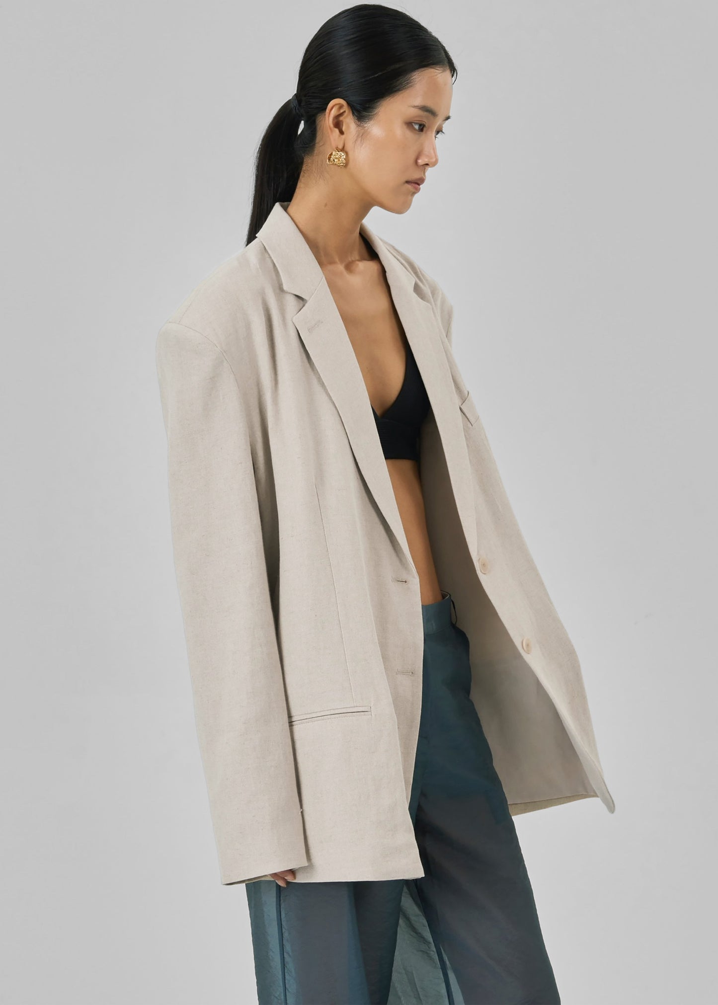 Keenan Linen Oversized Blazer - Sand