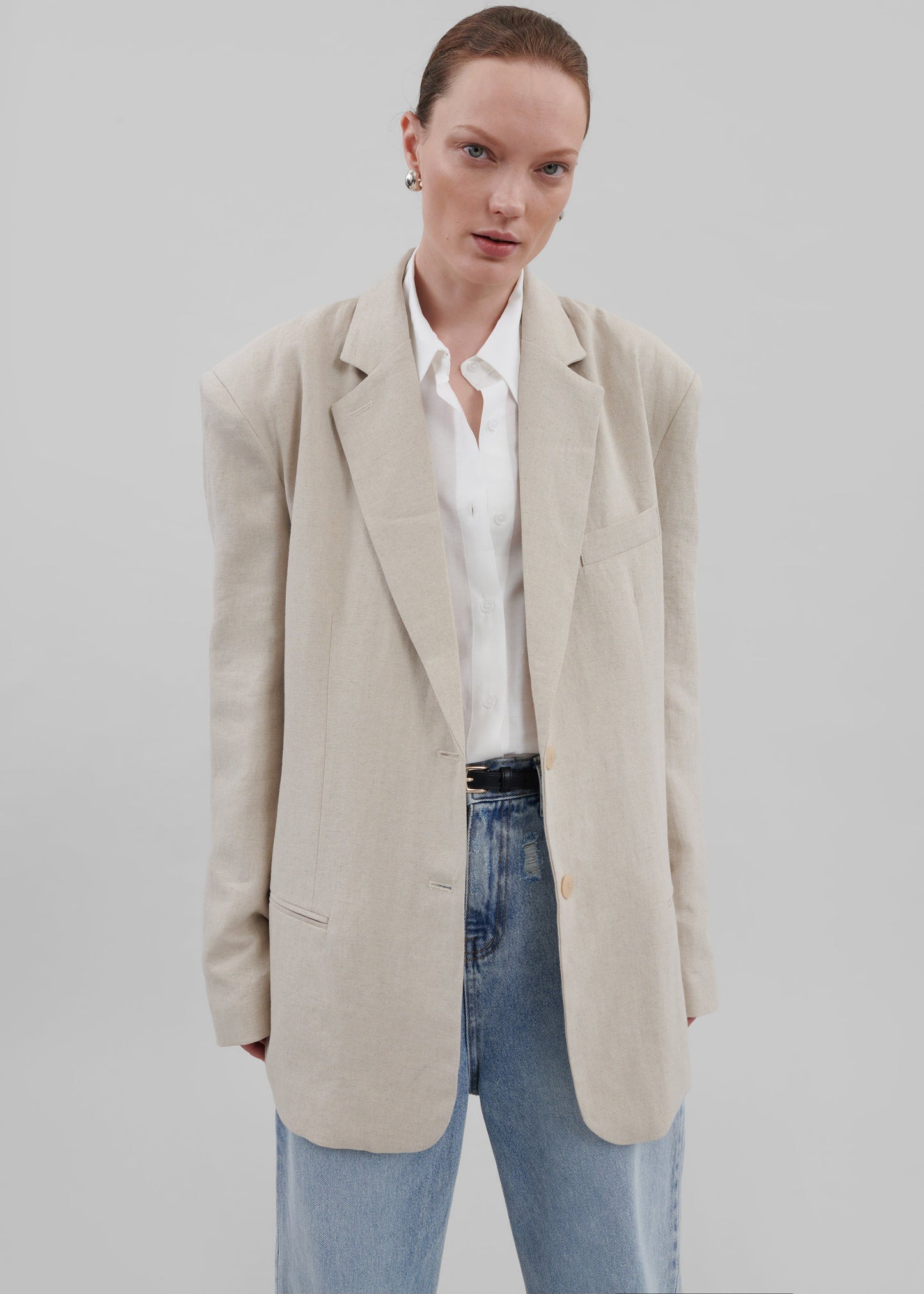 Keenan Linen Oversized Blazer - Sand