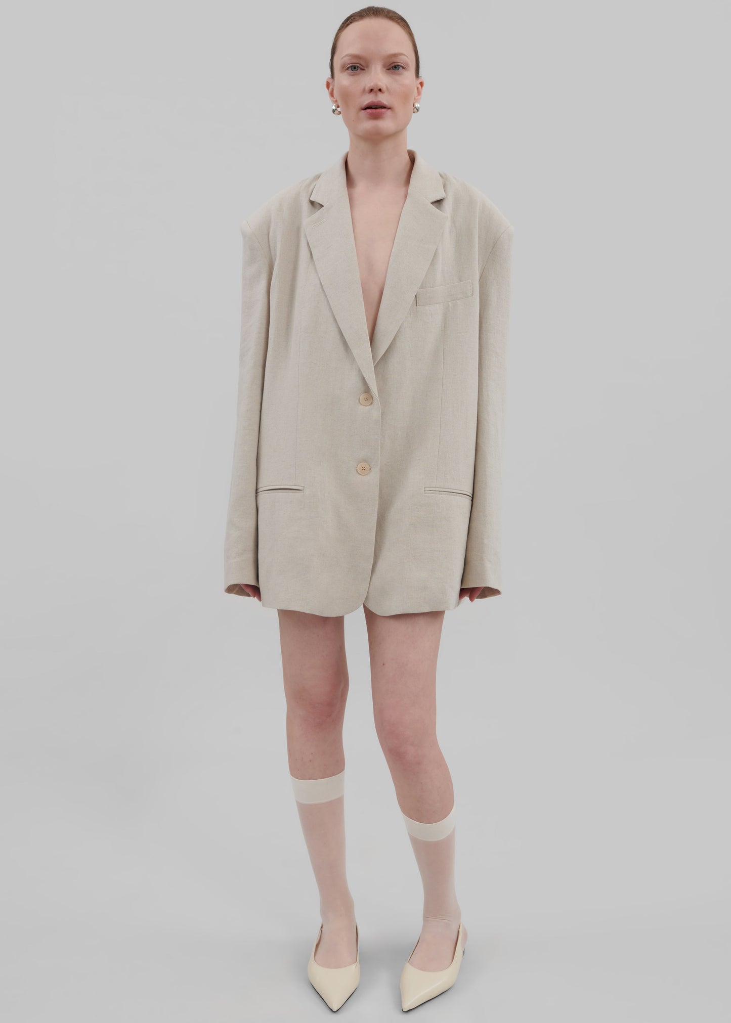 Keenan Linen Oversized Blazer - Sand