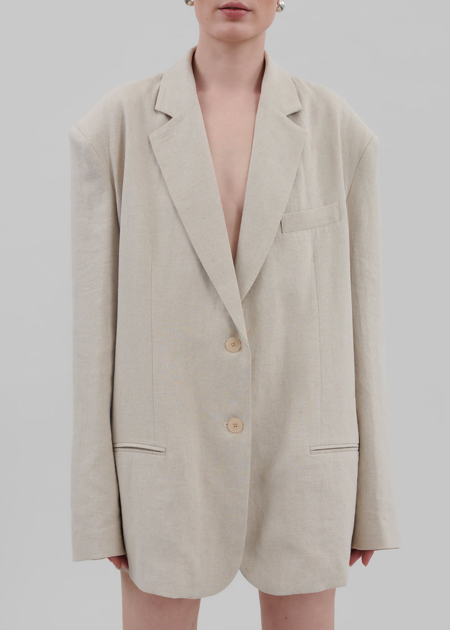 Keenan Linen Oversized Blazer - Sand