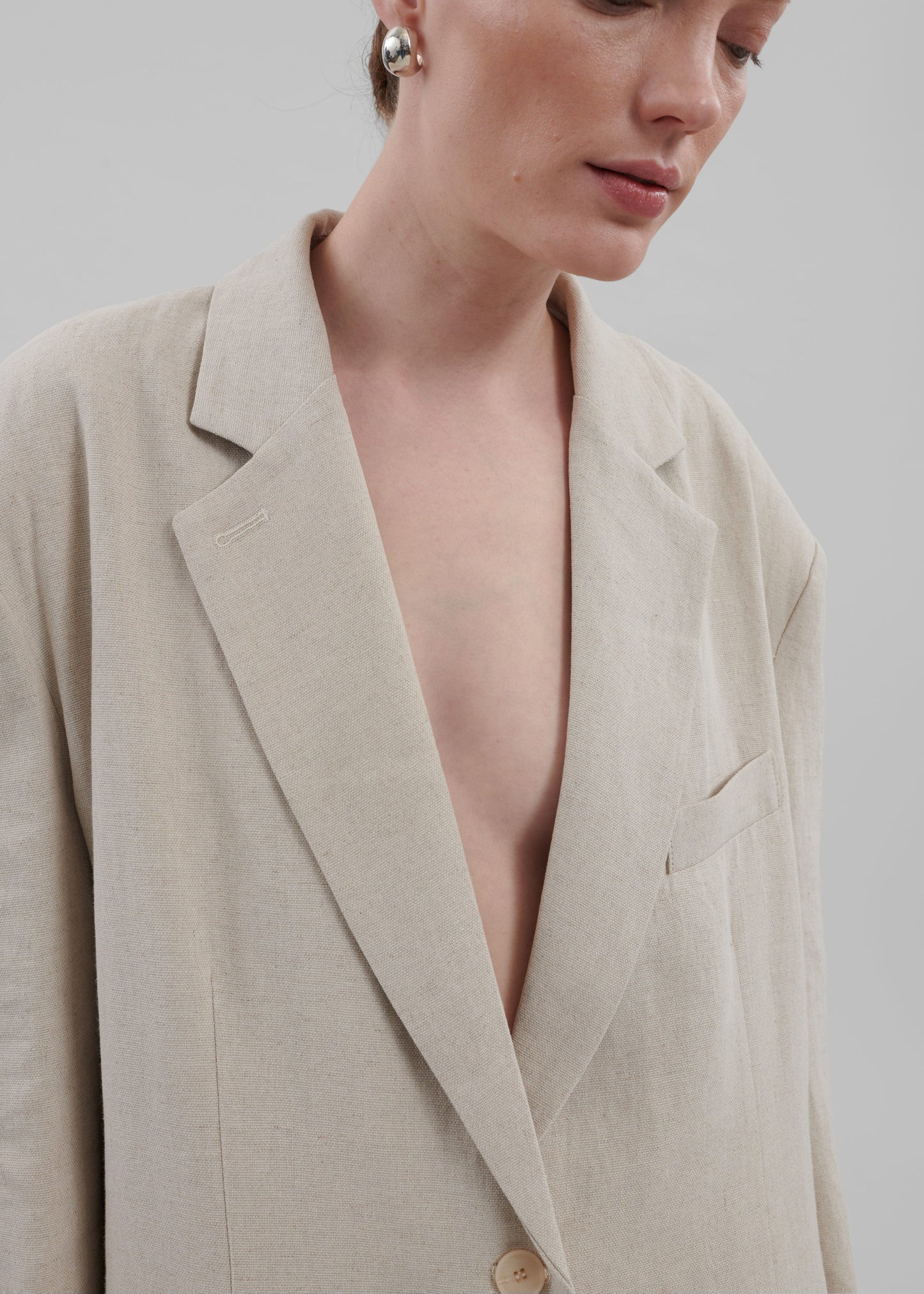 Keenan Linen Oversized Blazer - Sand