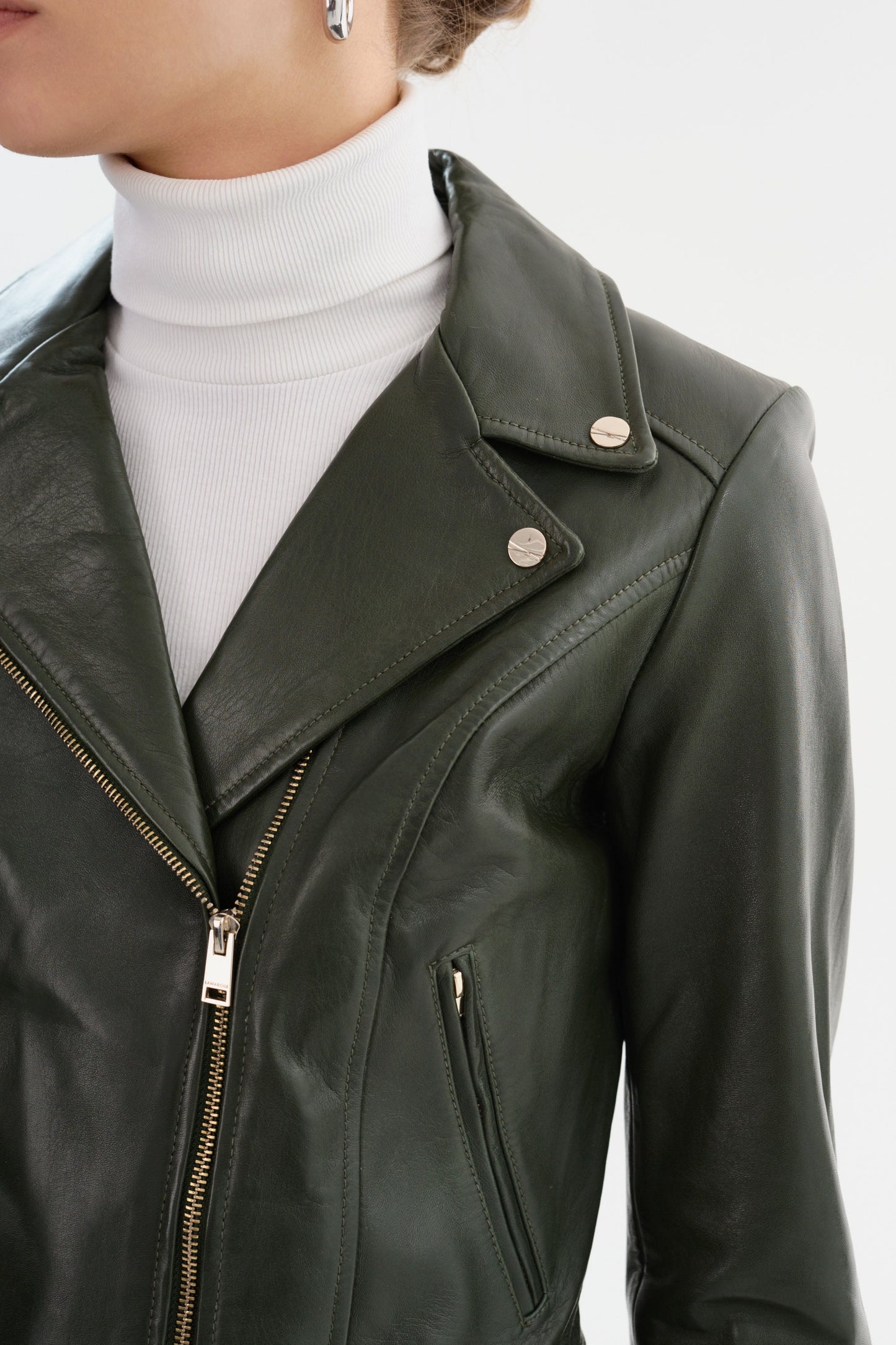 KELSEY | Biker Leather Jacket Champagne Hardware