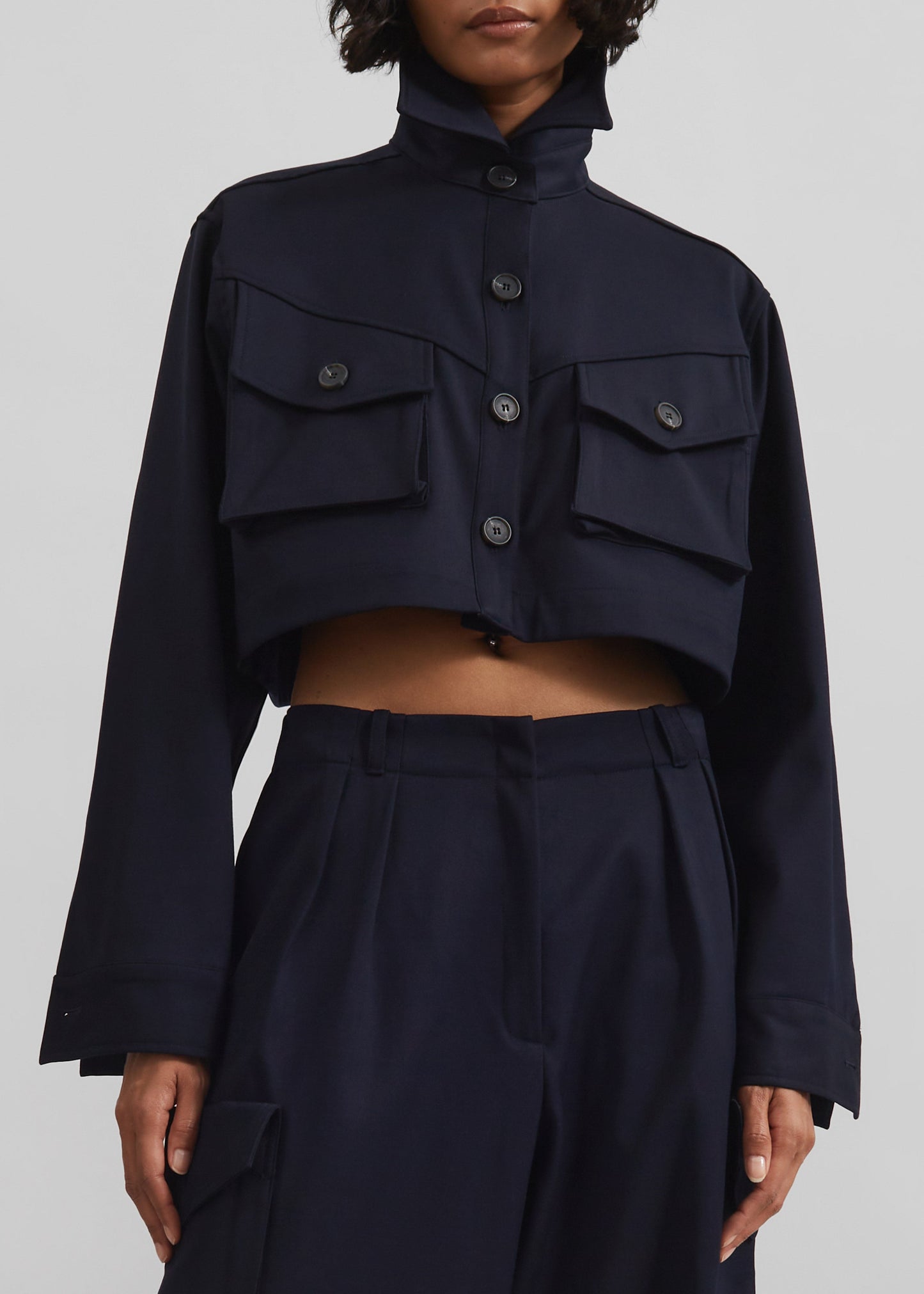 Kiora Cropped Jacket - Navy