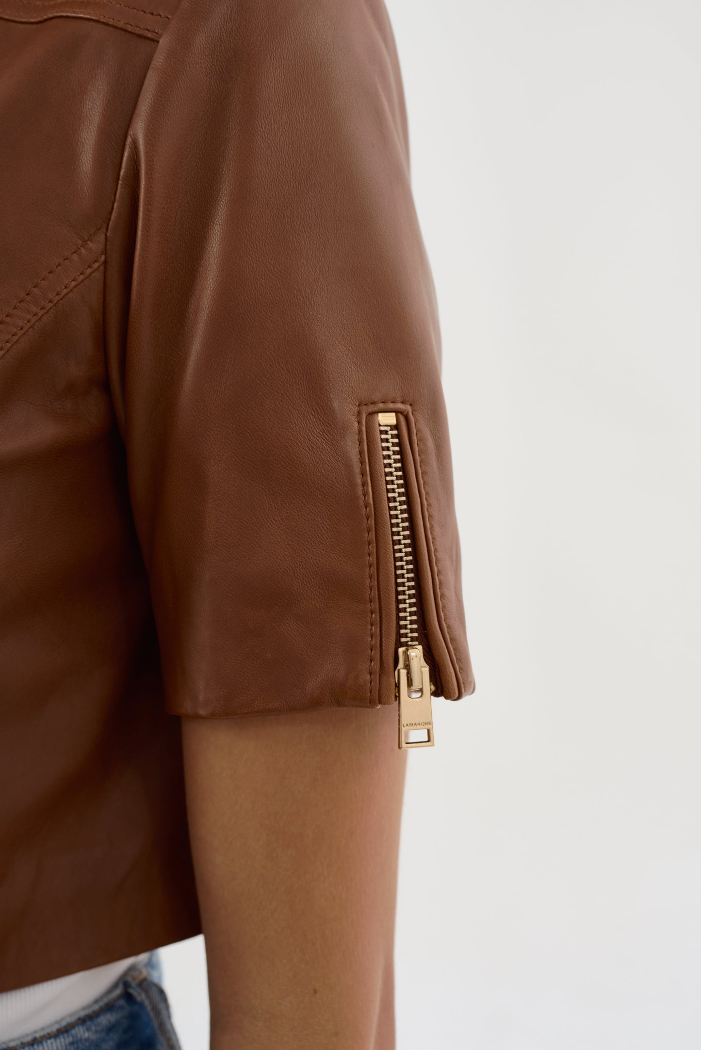 KIRSI GOLD | Cropped Biker Jacket