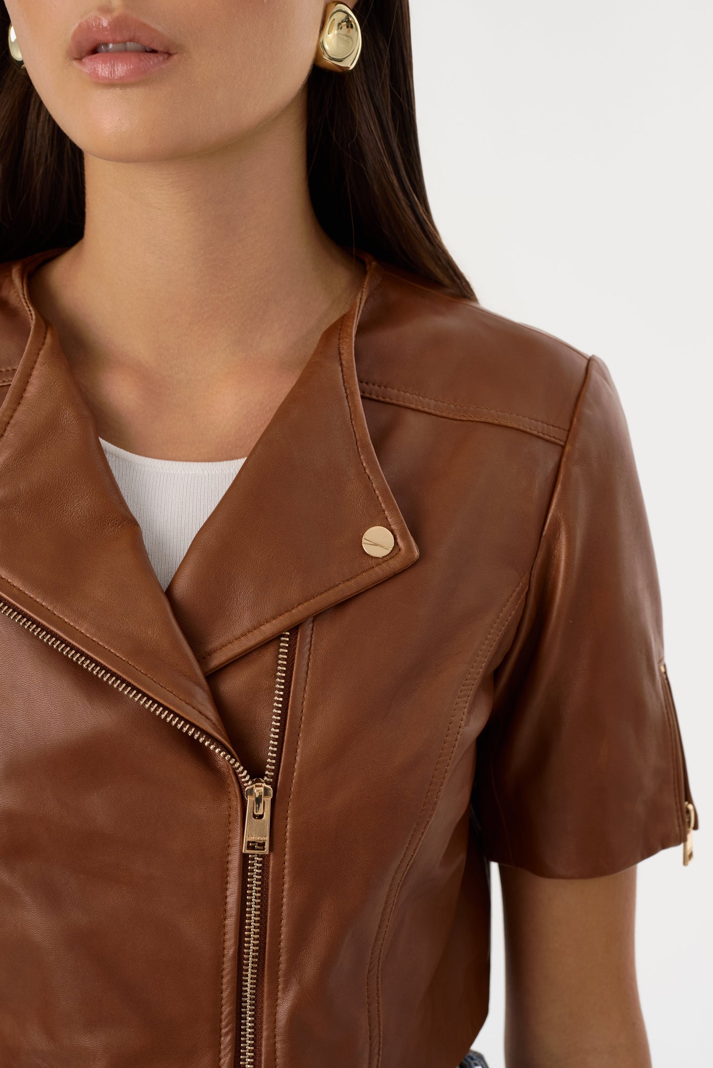 KIRSI GOLD | Cropped Biker Jacket