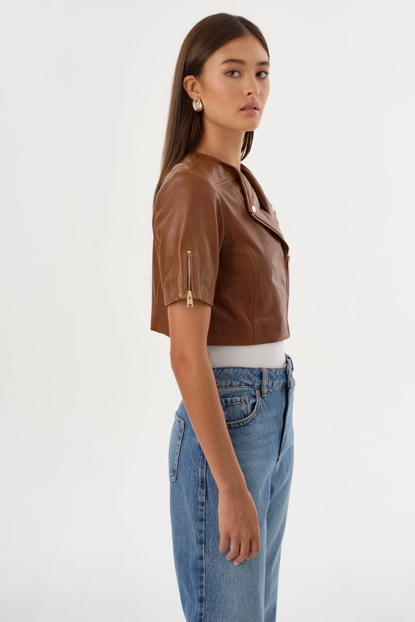 KIRSI GOLD | Cropped Biker Jacket