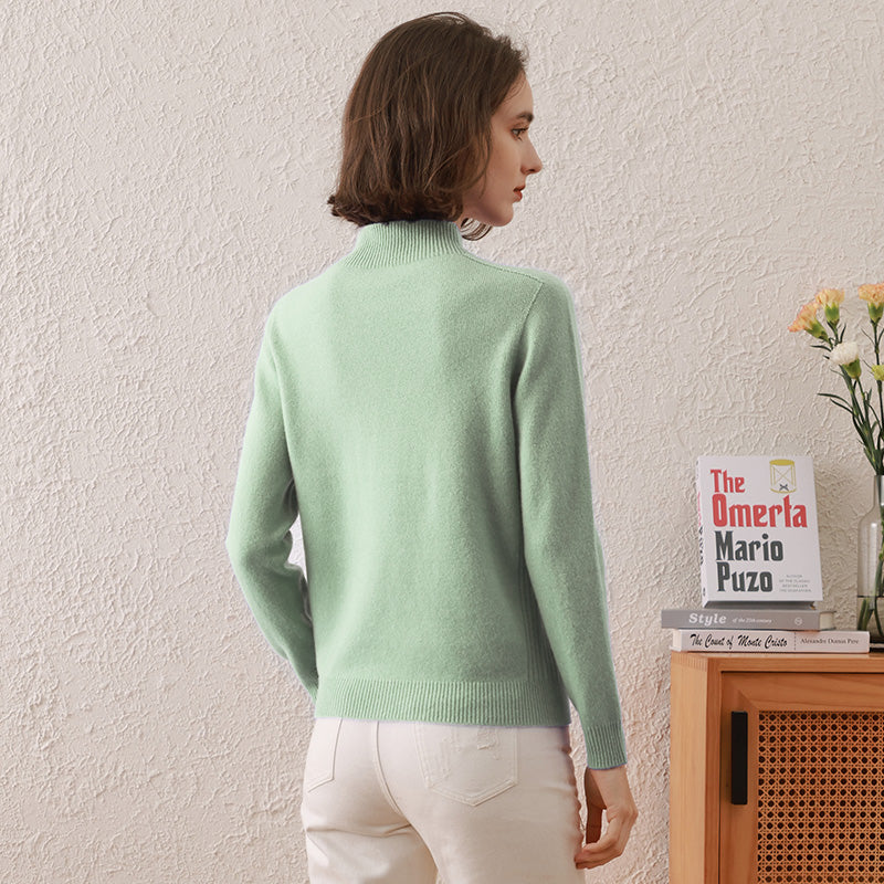 100% Wool All-Match Mock Neck Sweater