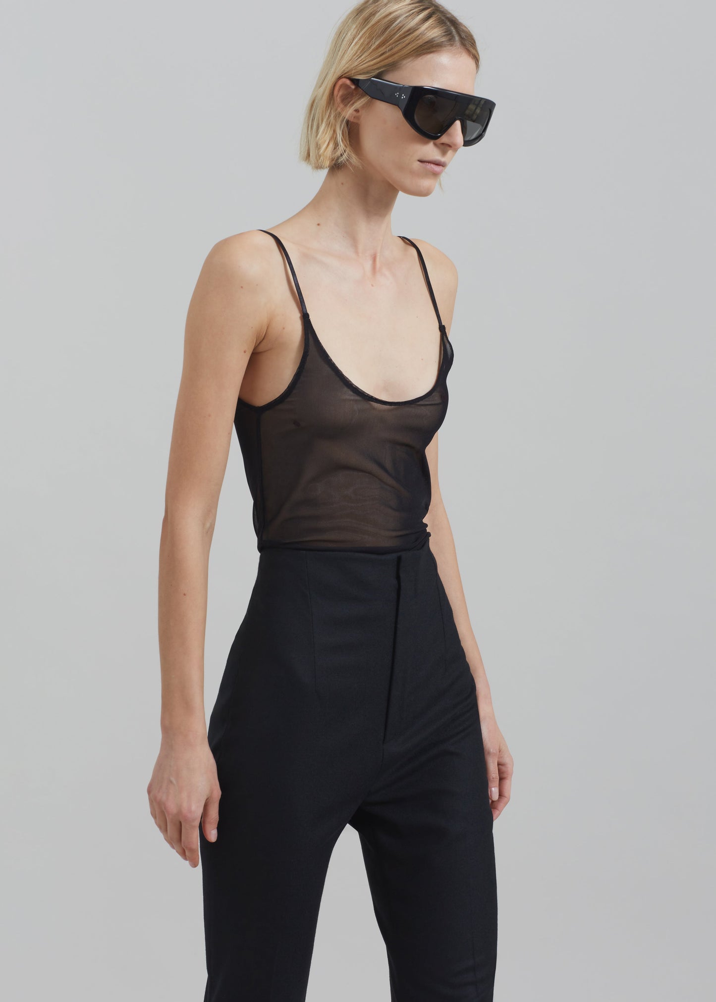 Kyla Sheer Tank Top - Black