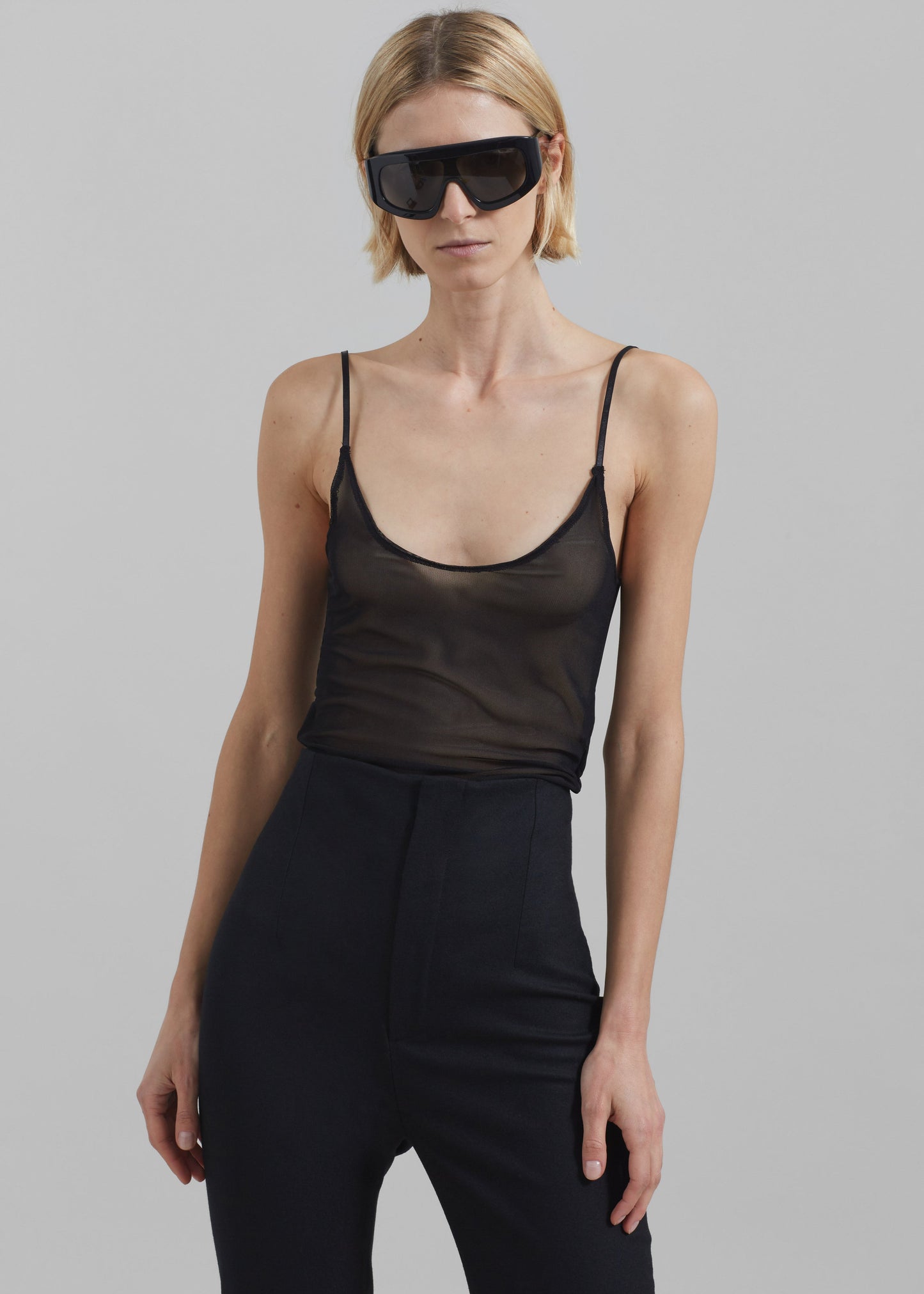 Kyla Sheer Tank Top - Black