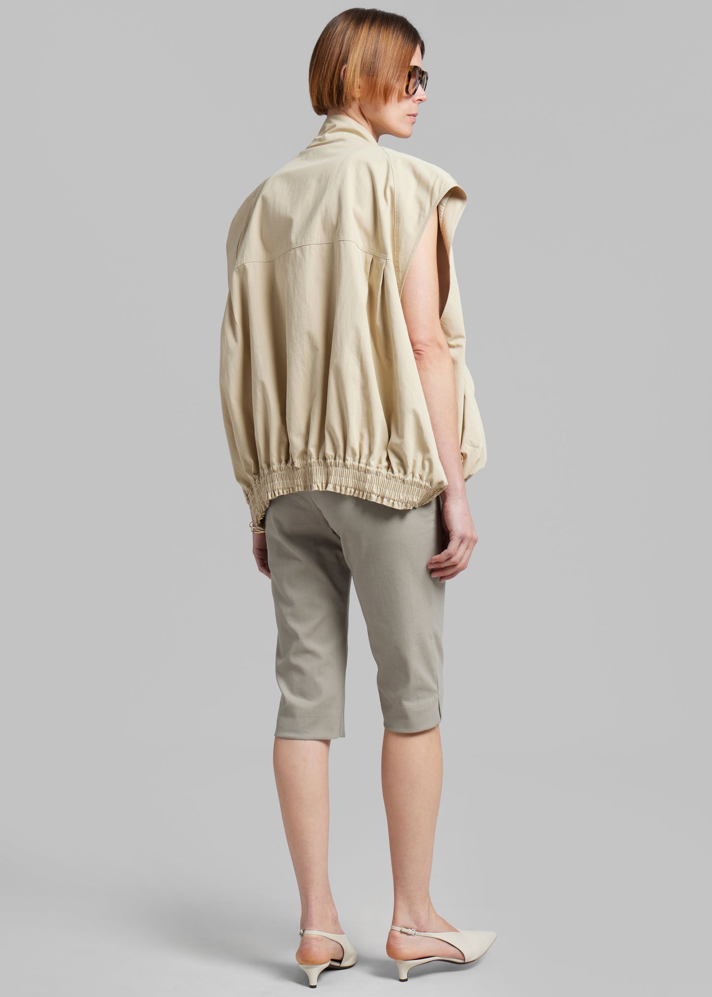 Lance Sleeveless Bomber Jacket - Beige