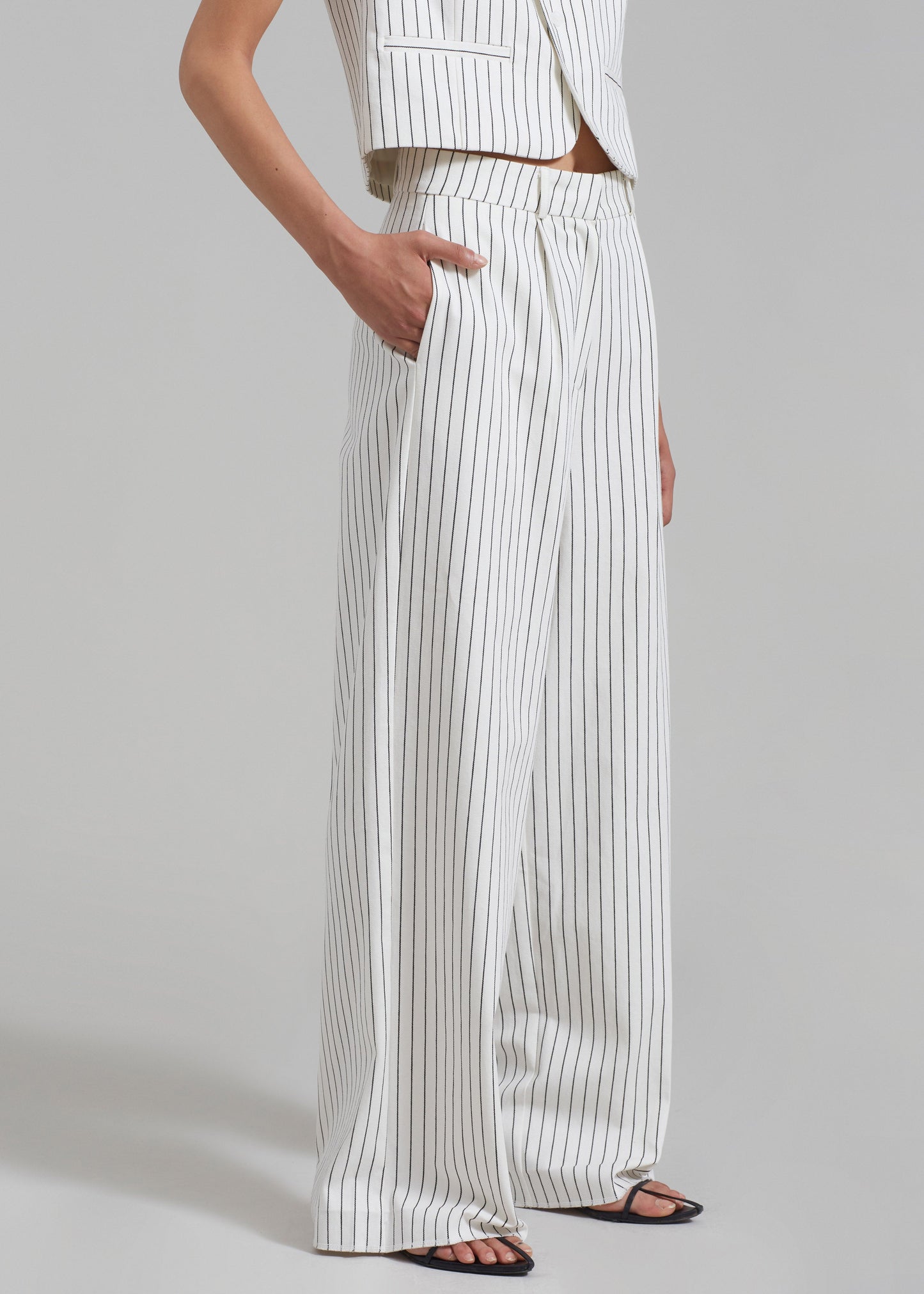 Landry Wide Leg Trousers - White/Black Stripe