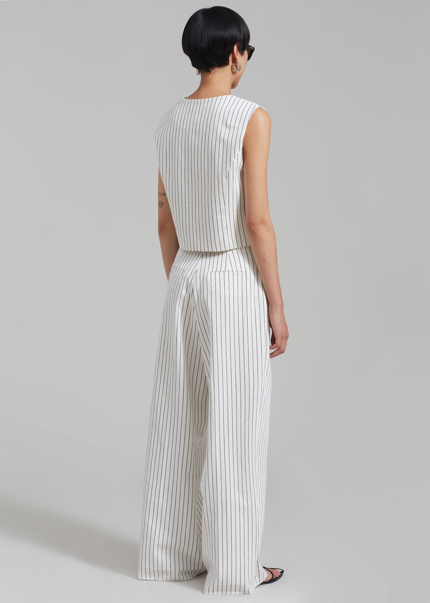 Landry Wide Leg Trousers - White/Black Stripe