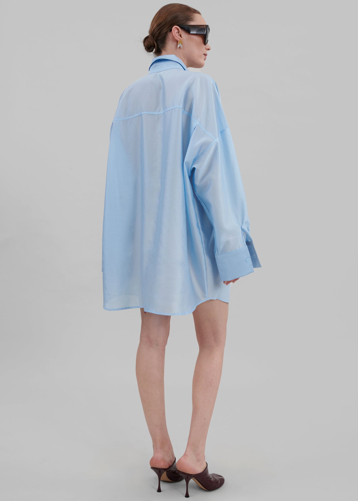 Laure Oversized Sheer Shirt - Sky