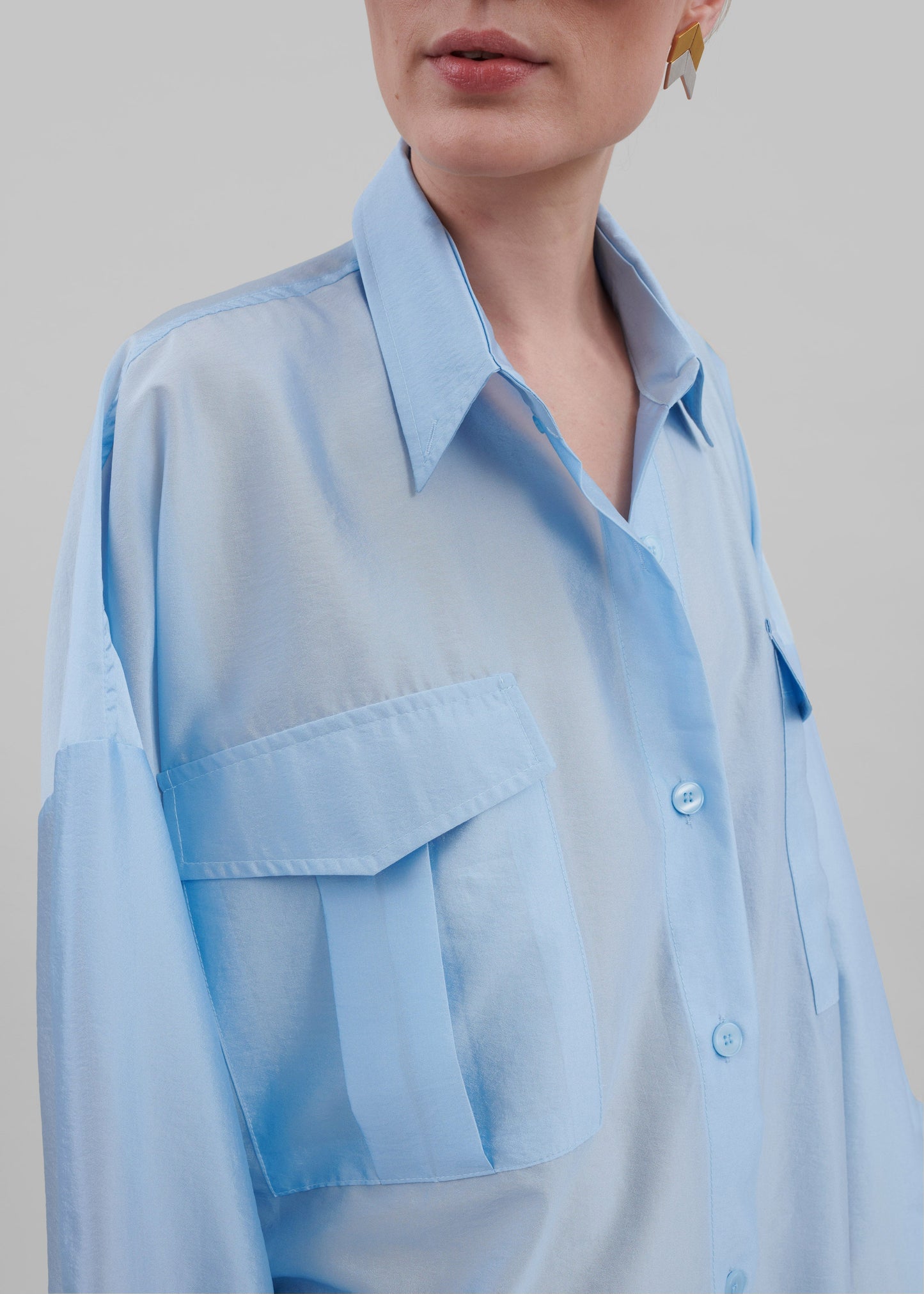 Laure Oversized Sheer Shirt - Sky