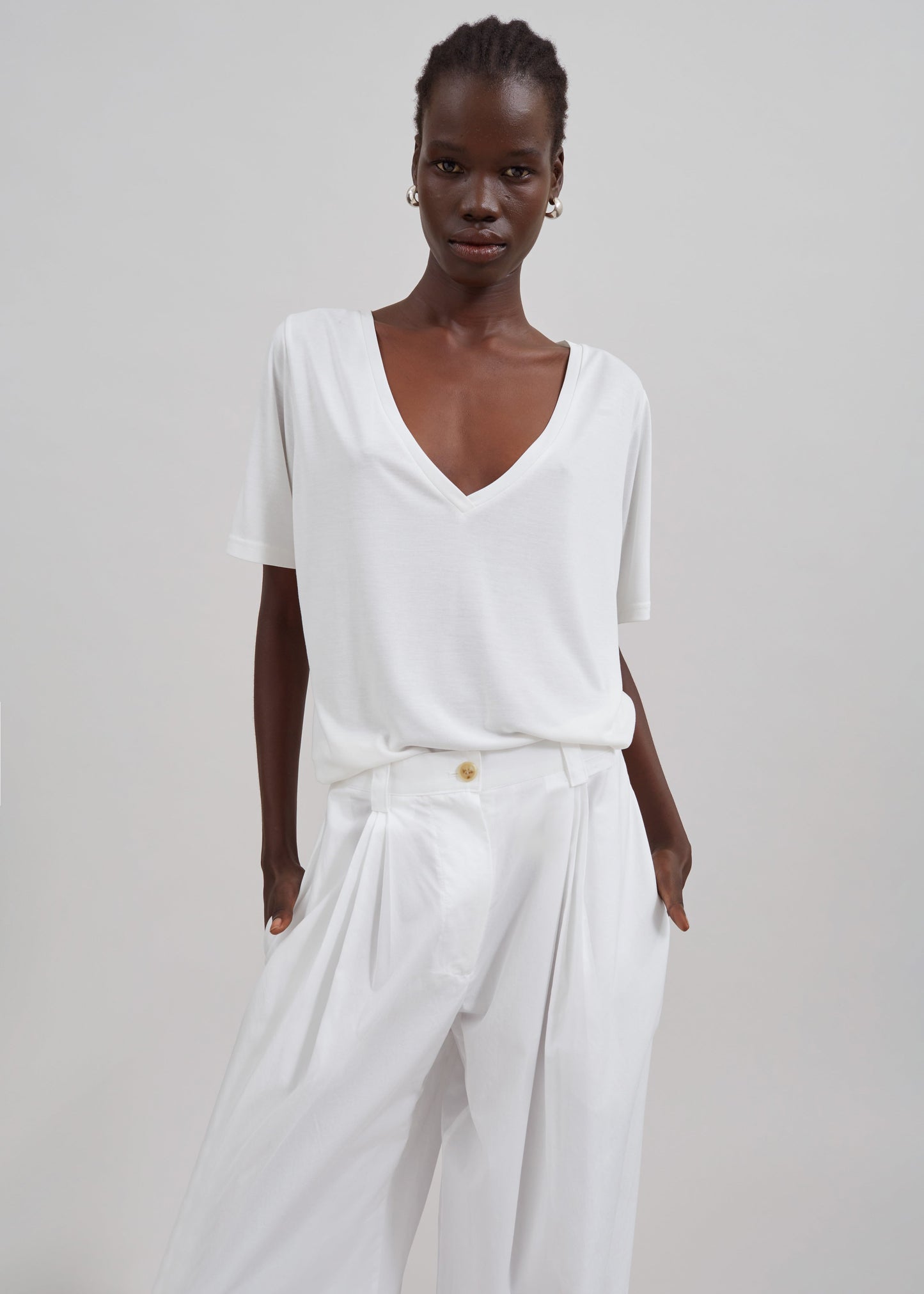 Lea Cotton Trousers - White