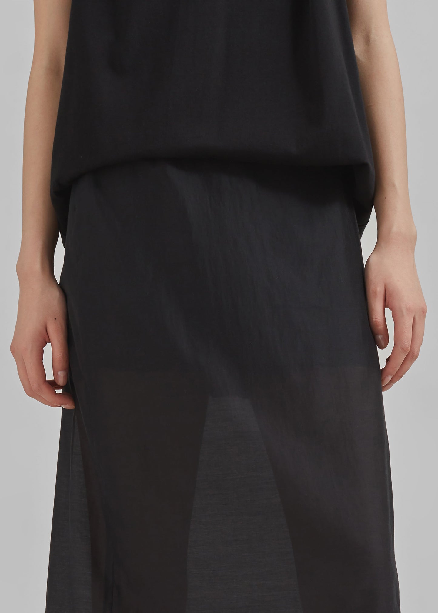 Lenore Semi Sheer Midi Skirt - Black