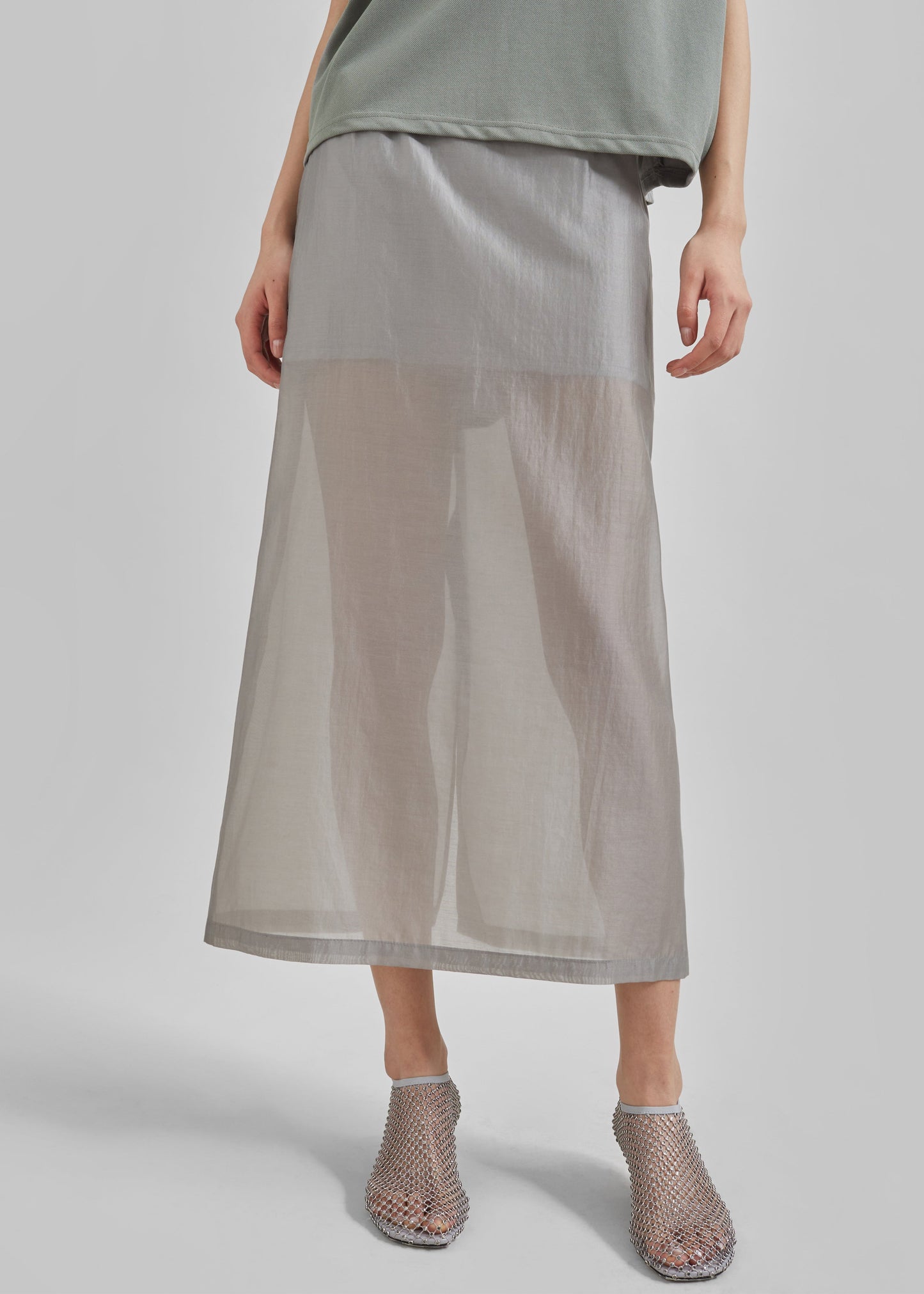 Lenore Semi Sheer Midi Skirt - Grey