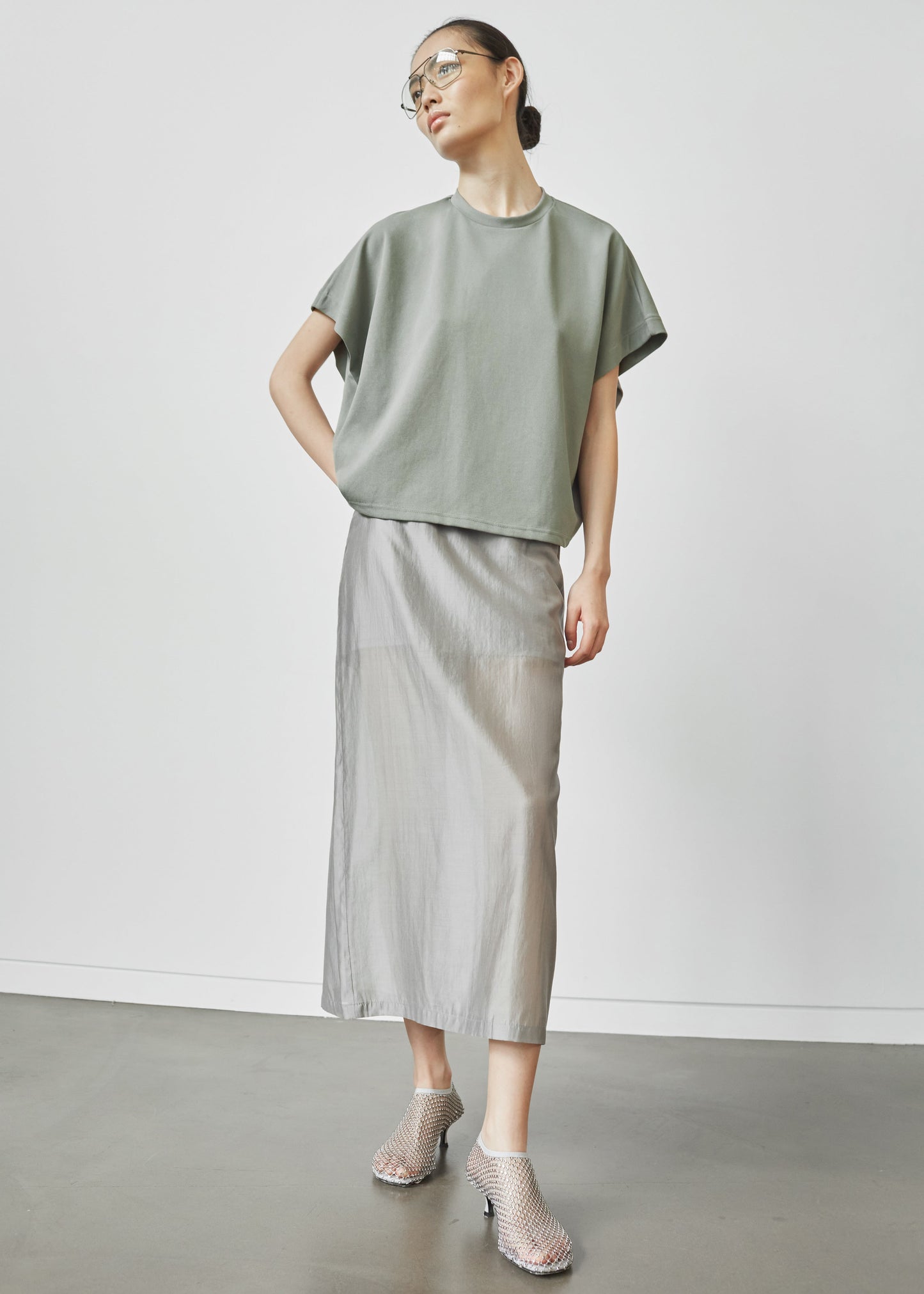 Lenore Semi Sheer Midi Skirt - Grey