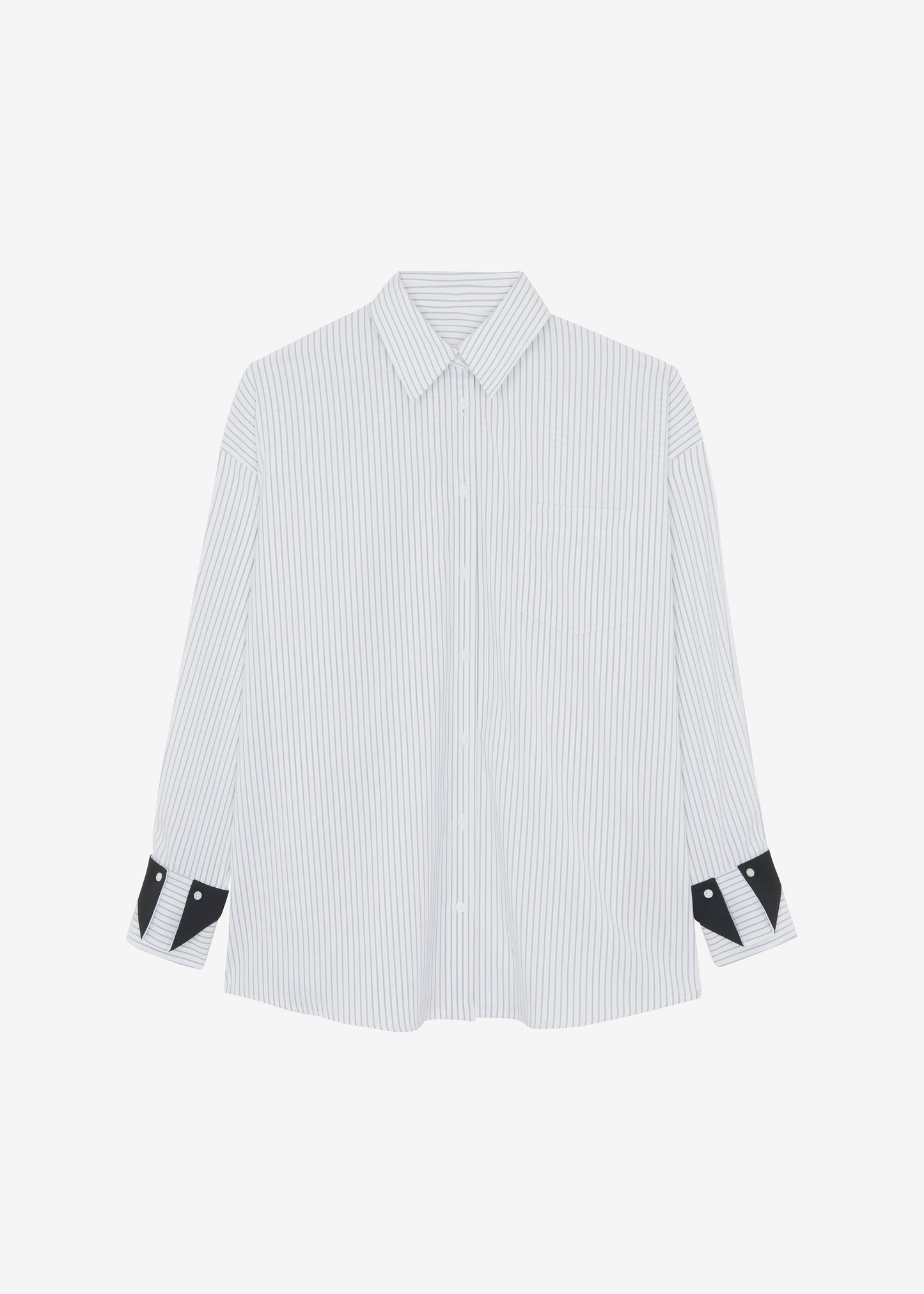 Leona Button Up Shirt - White/Grey Stripe