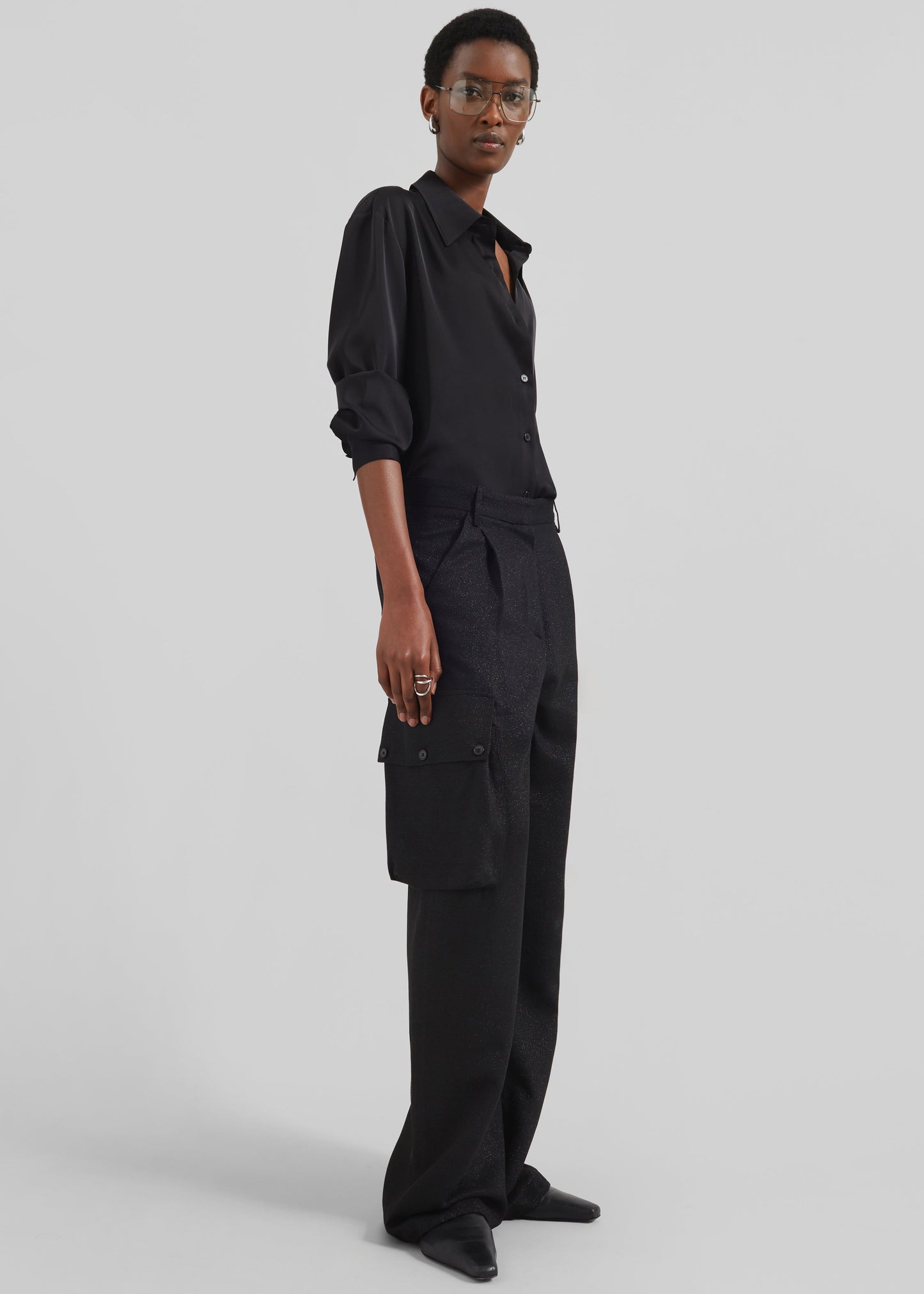 Lestel Shimmer Cargo Pants - Black