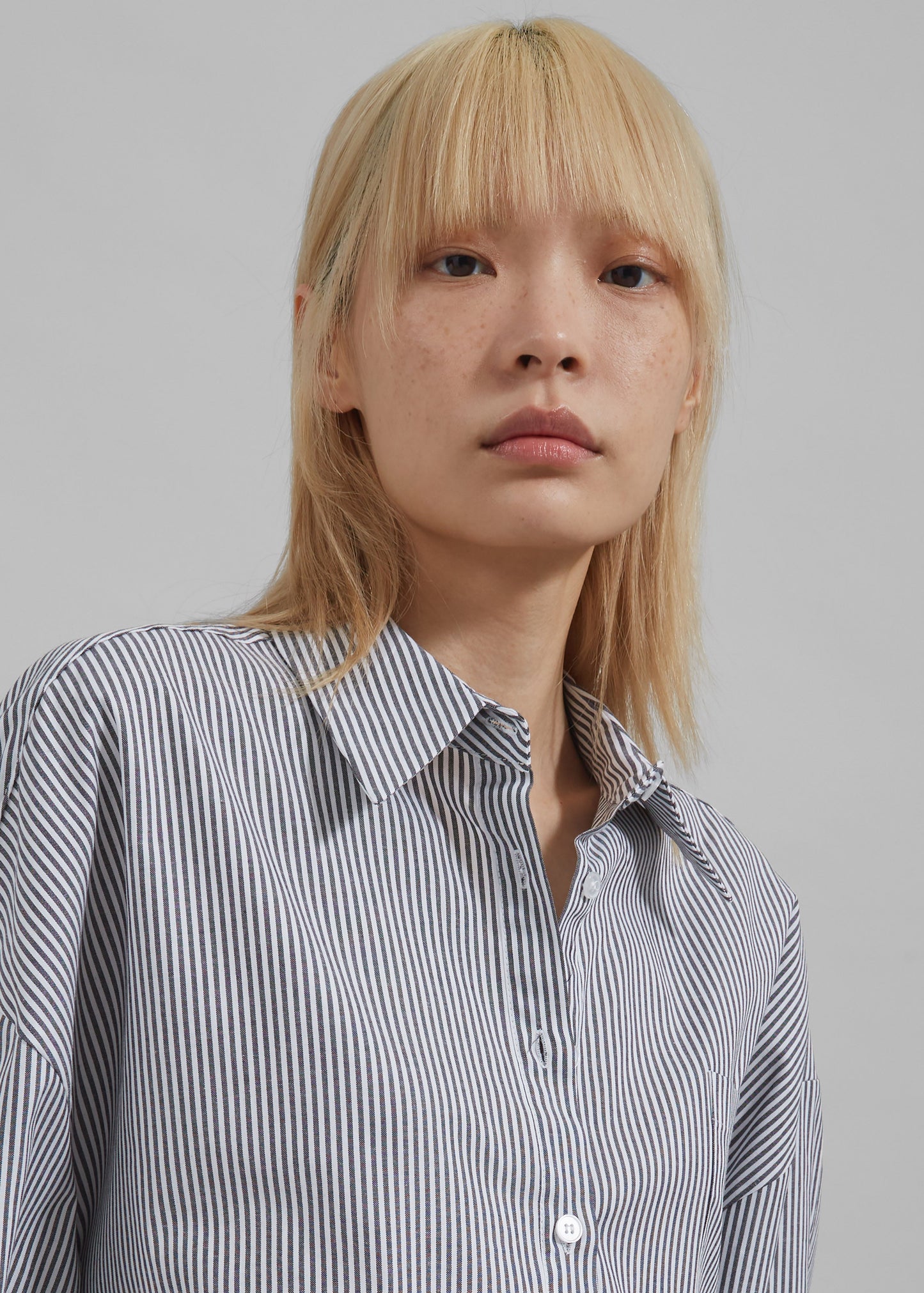 Liv Button Up Shirt - Black/White Stripe