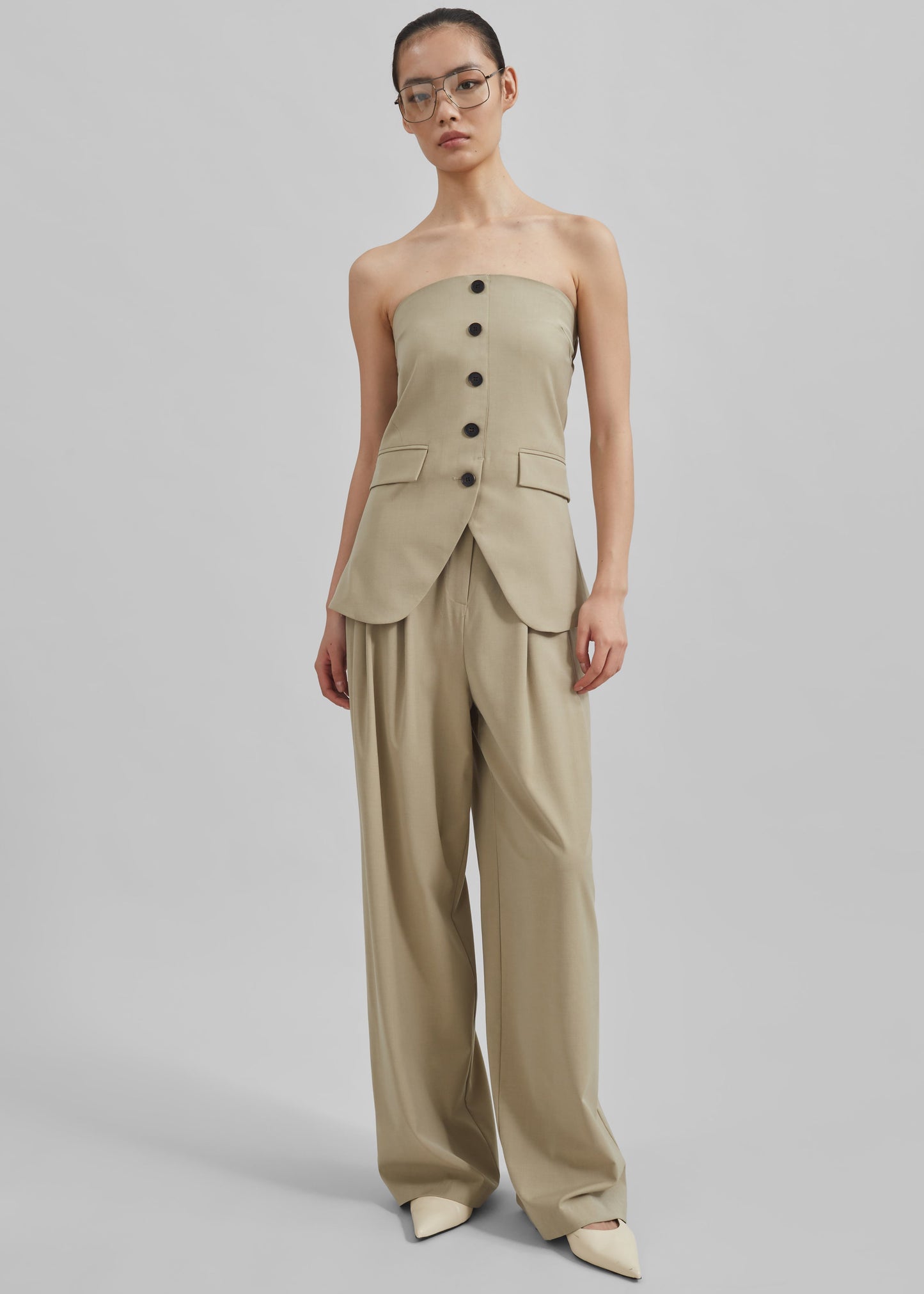 Livvy Pleated Trousers - Beige