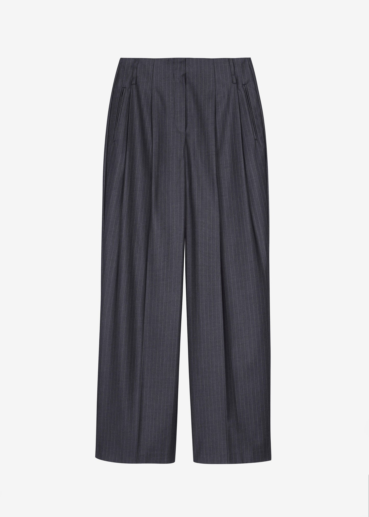 Loma Pintuck Trousers - Charcoal/White Pinstripe