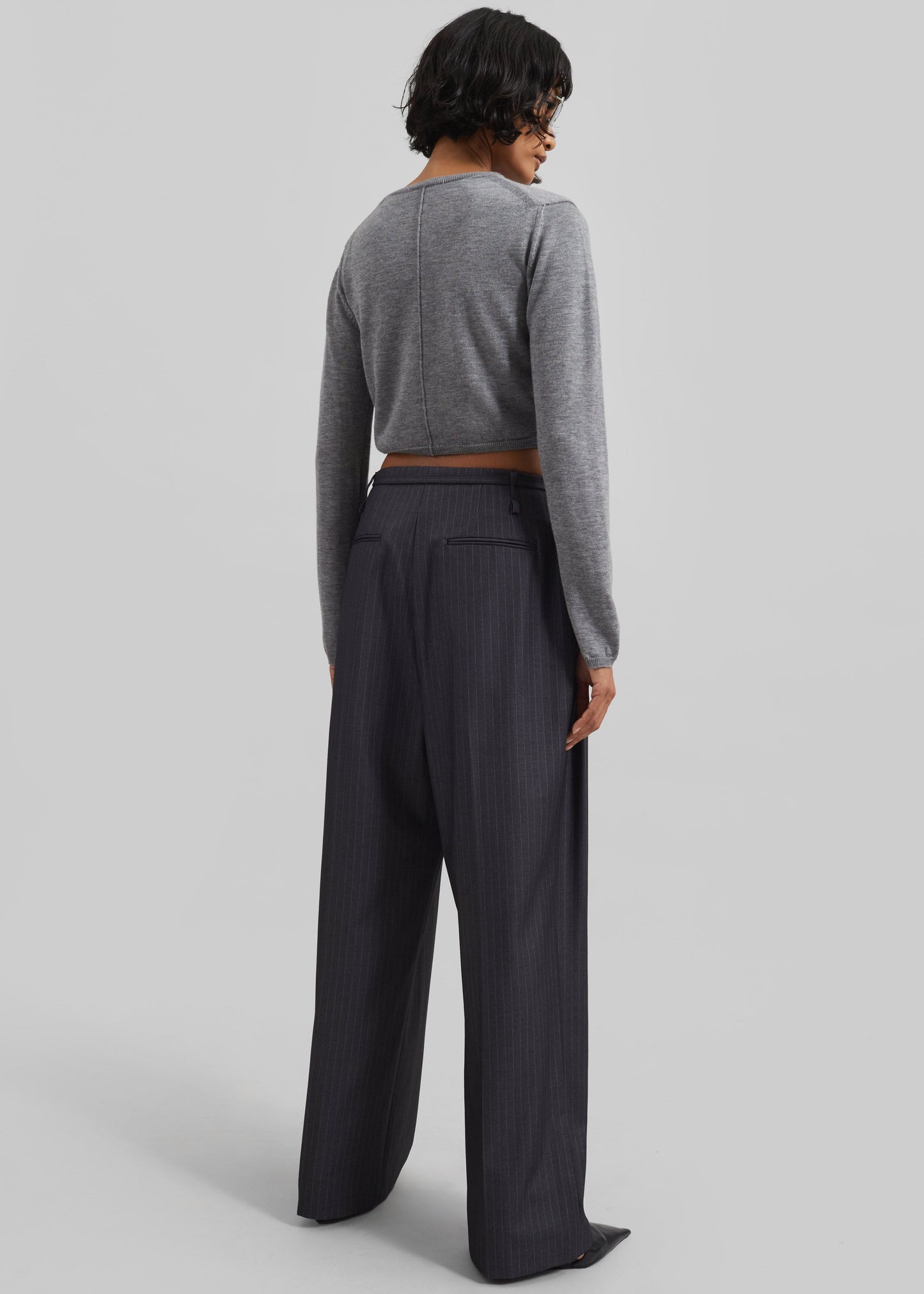 Loma Pintuck Trousers - Charcoal/White Pinstripe