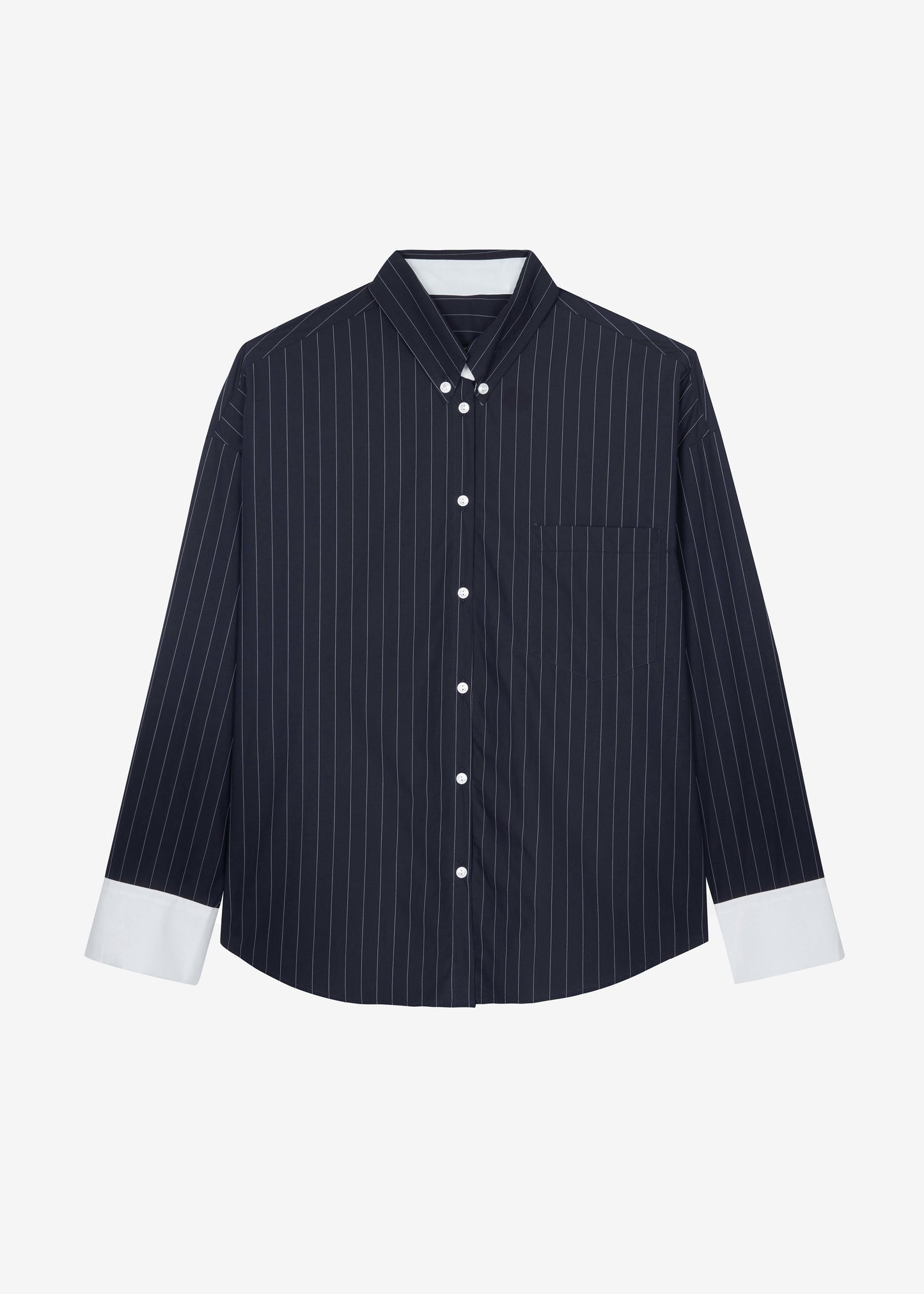 Lorna Shirt - Navy/White Pinstripe