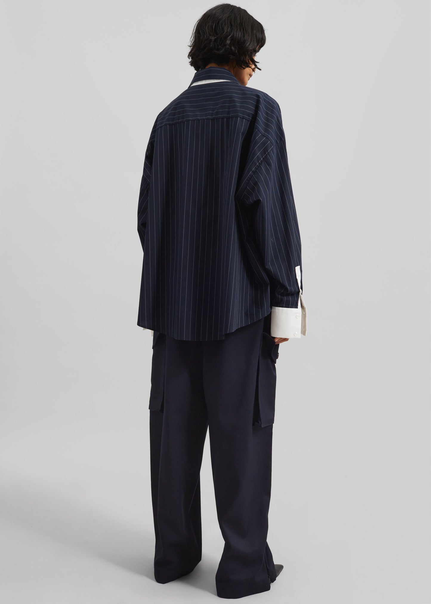 Lorna Shirt - Navy/White Pinstripe