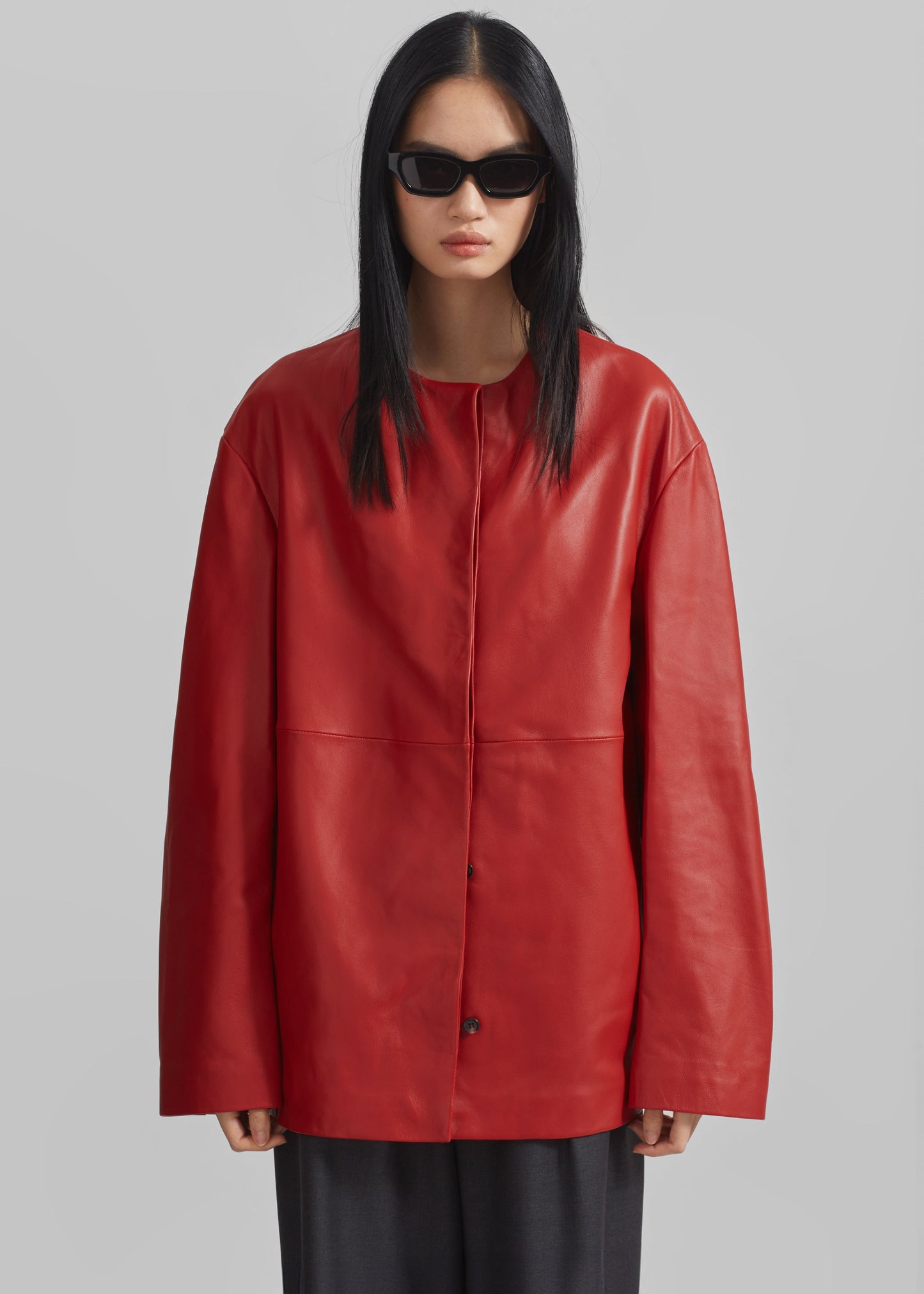 Loulou Studio Atalia Round Neck Coat - Tomato