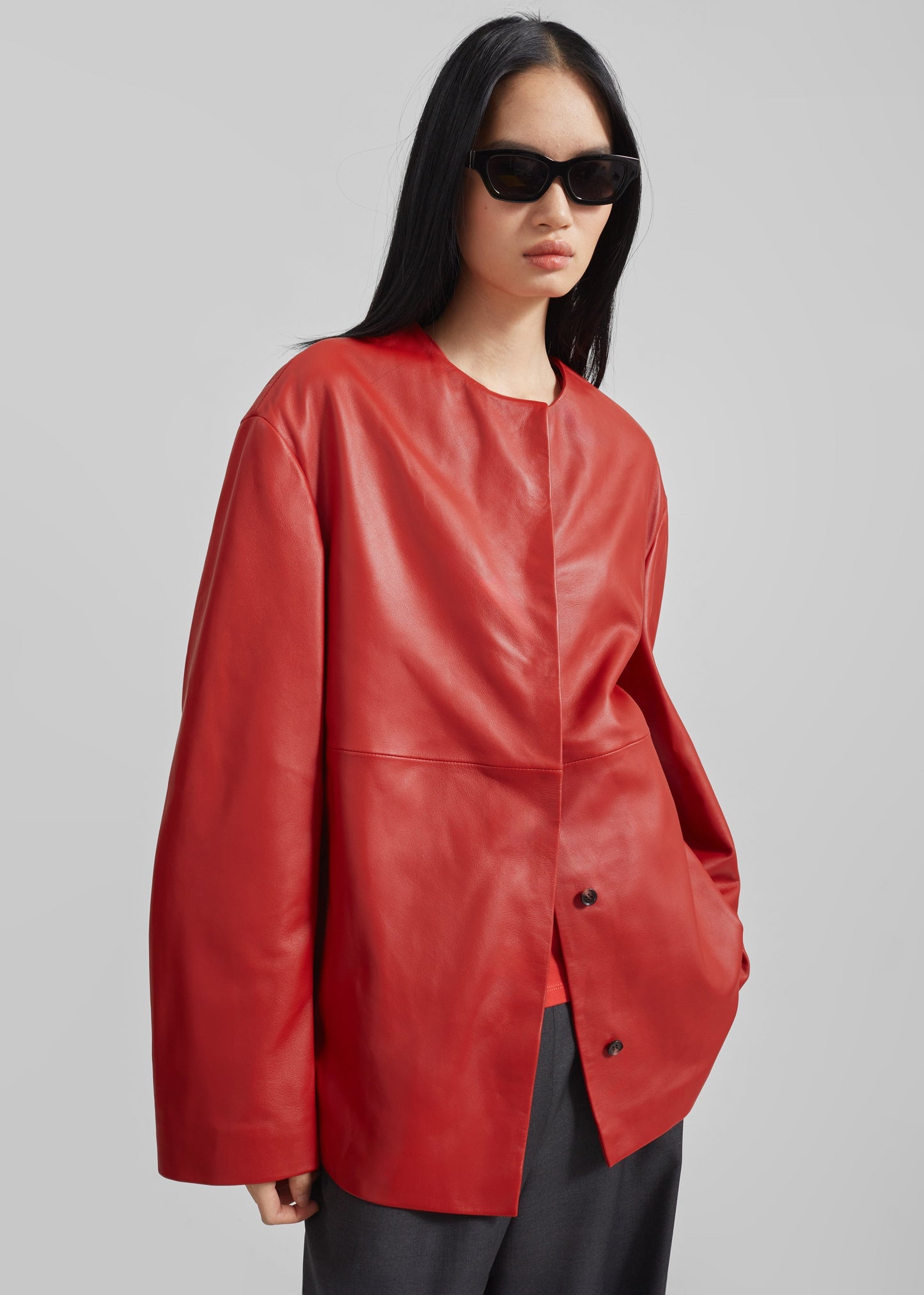 Loulou Studio Atalia Round Neck Coat - Tomato