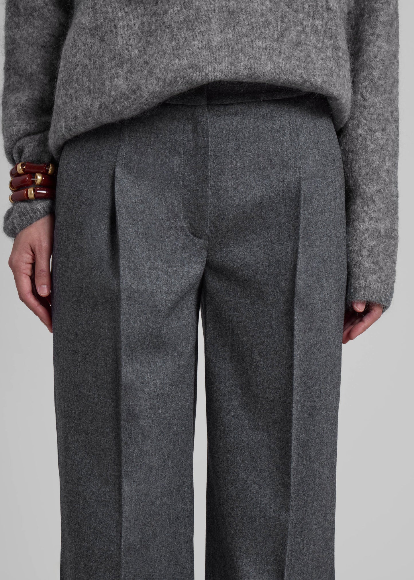 Loulou Studio Juno Flannel Trousers - Grey