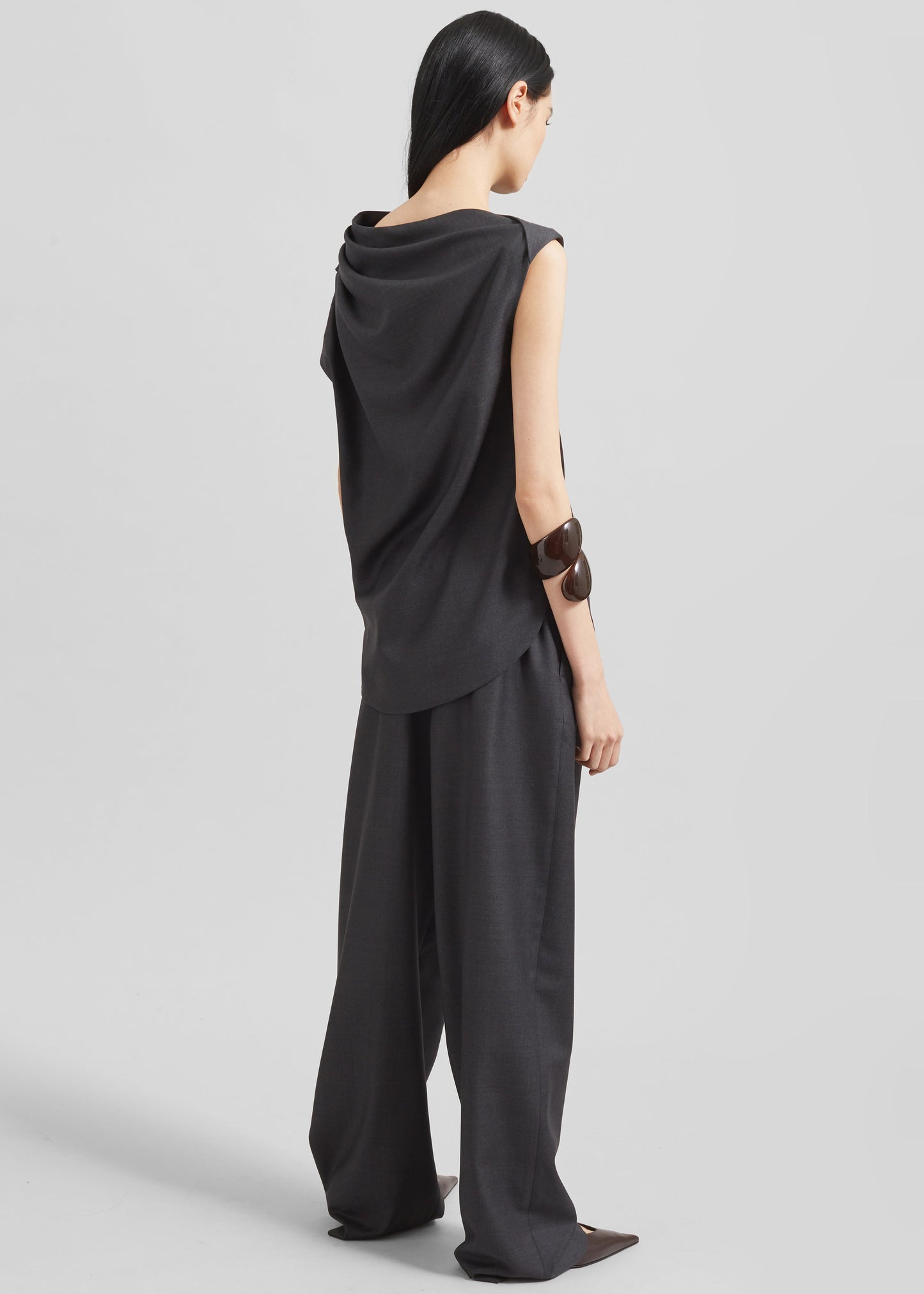 Loulou Studio Lyra Draped Sleeveless Blouse - Black Melange