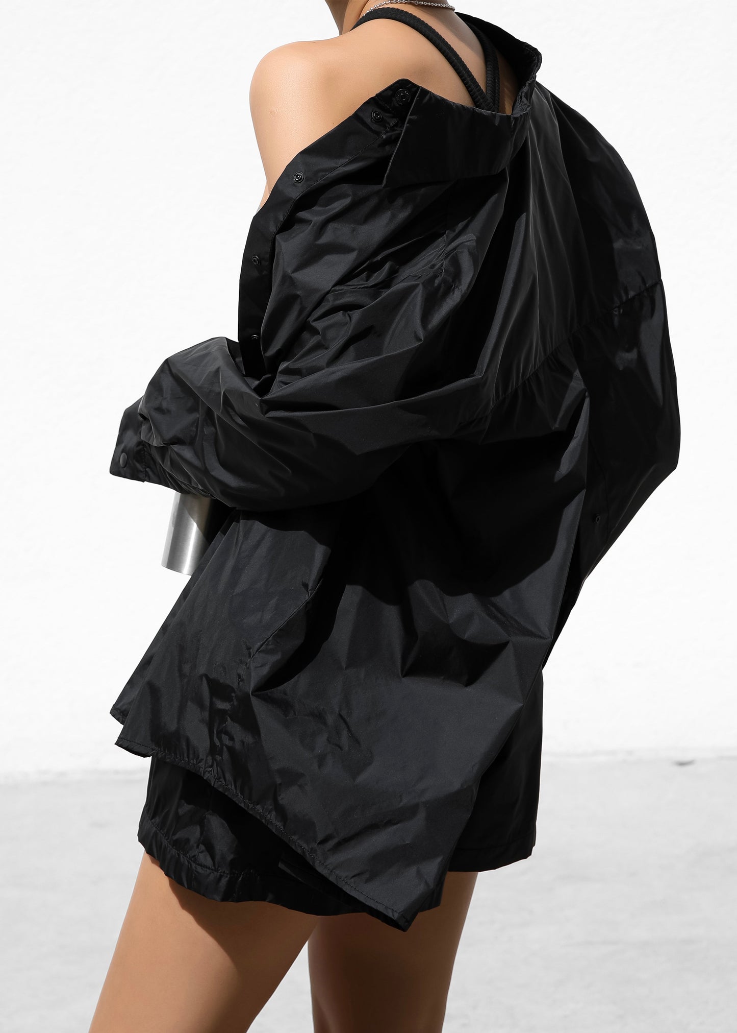 Lucy Open Back Oversized Shirt - Black