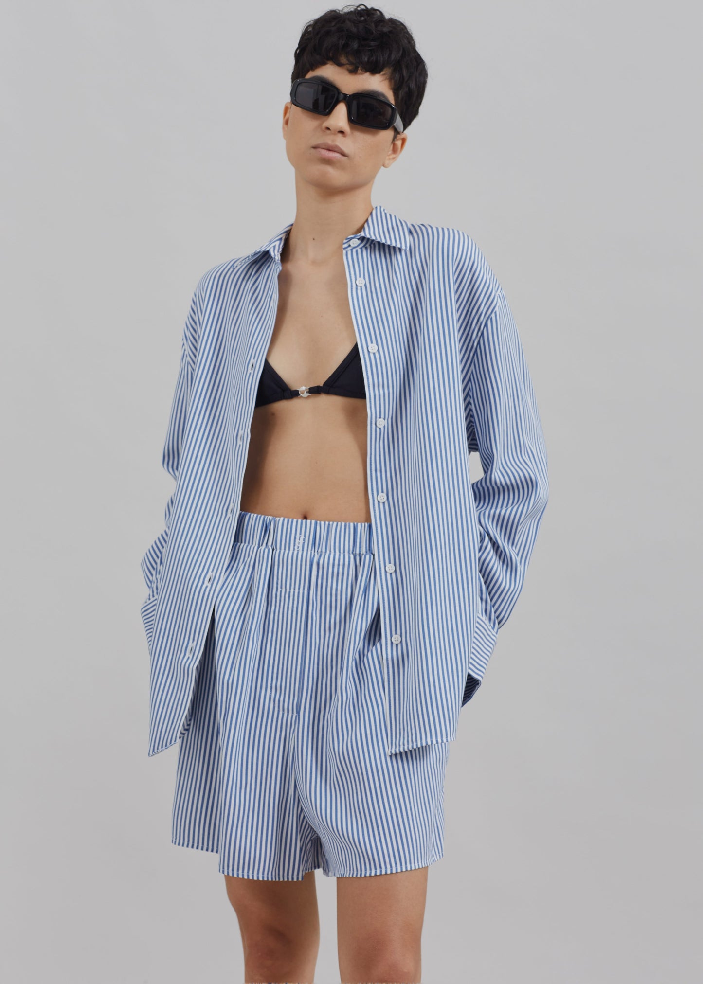 Lui Fluid Shirt - White/Blue Stripe