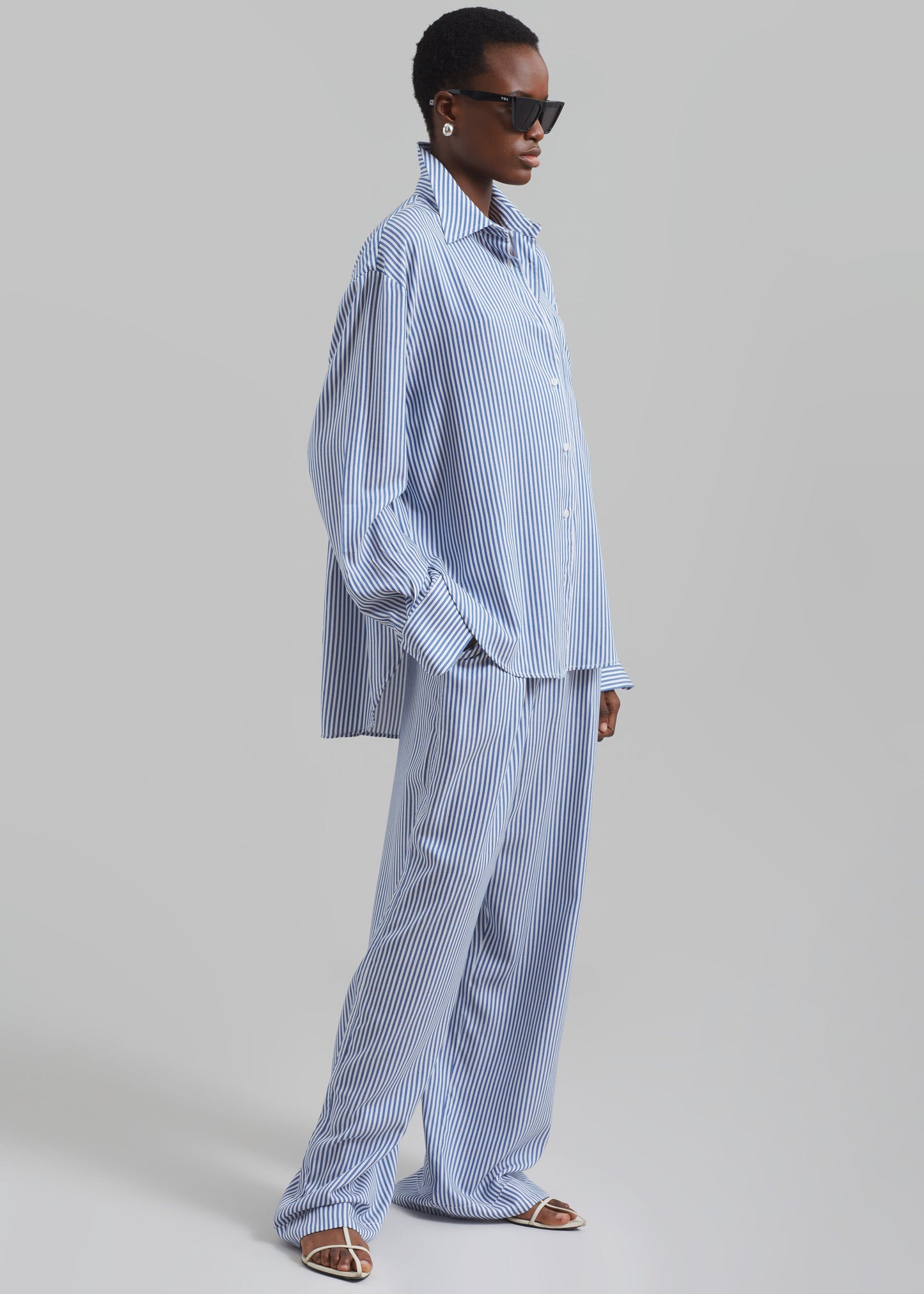 Lui Fluid Shirt - White/Blue Stripe