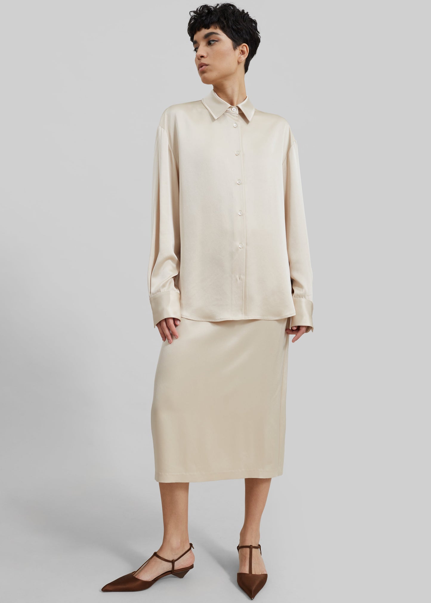 Lui Satin Shirt - Ivory