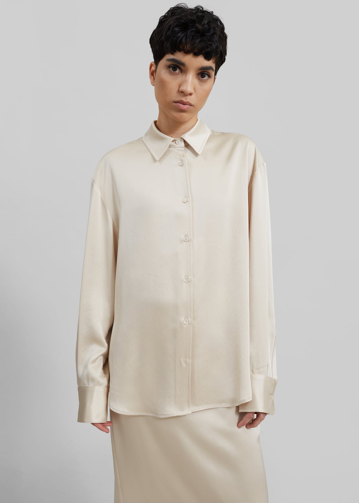 Lui Satin Shirt - Ivory