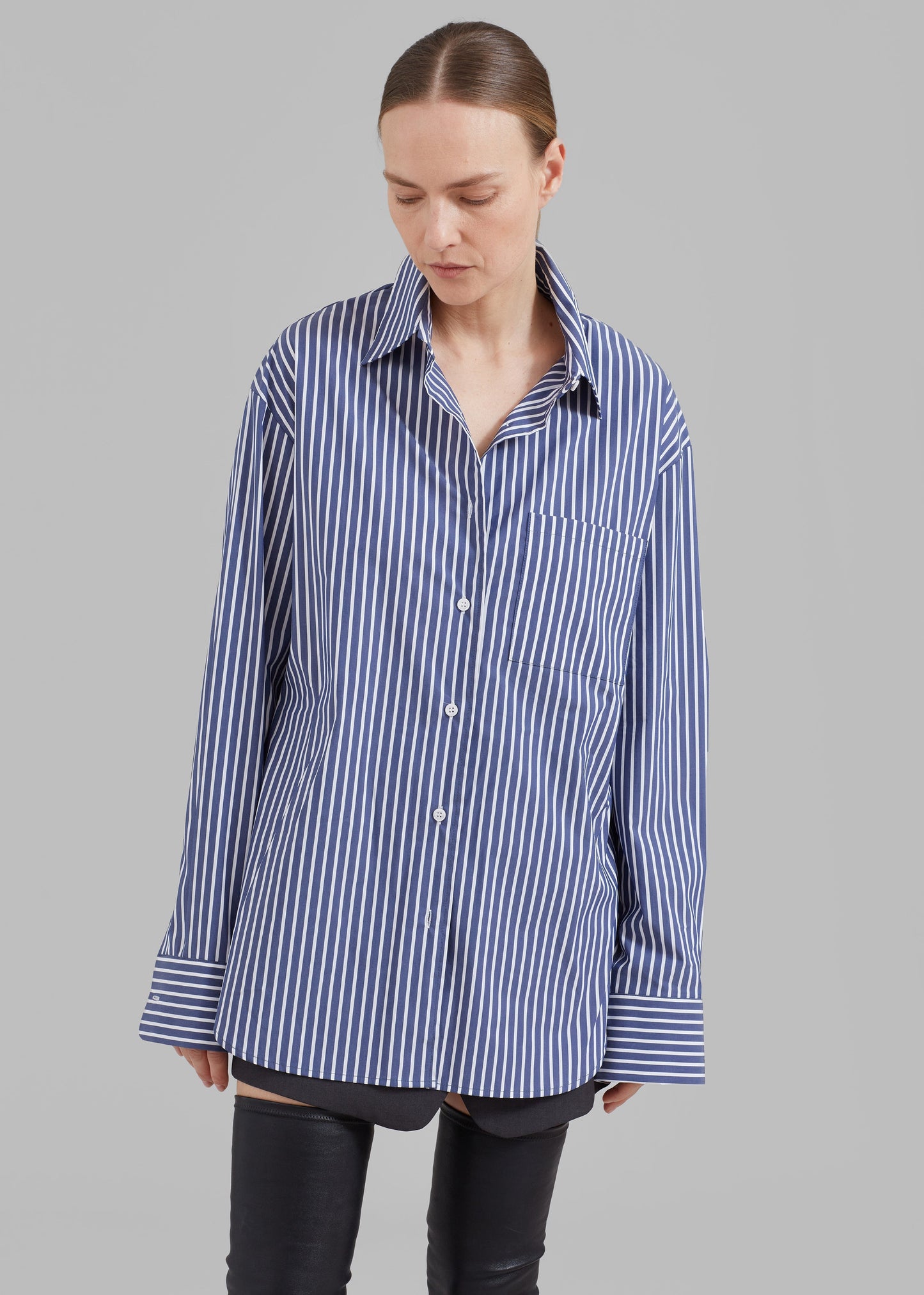 Lui Thin Stripe Shirt - Navy Stripe