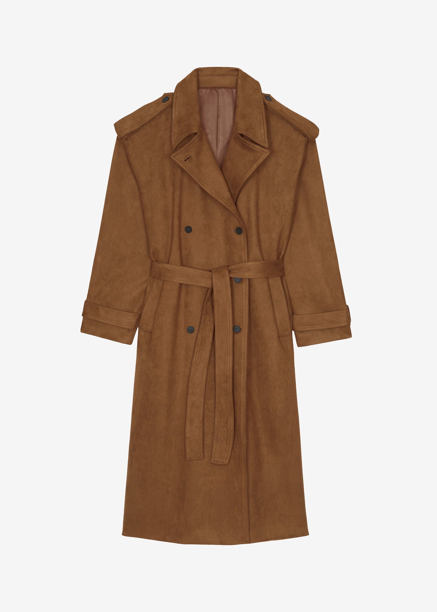 Lulea Faux Suede Trench Coat - Camel