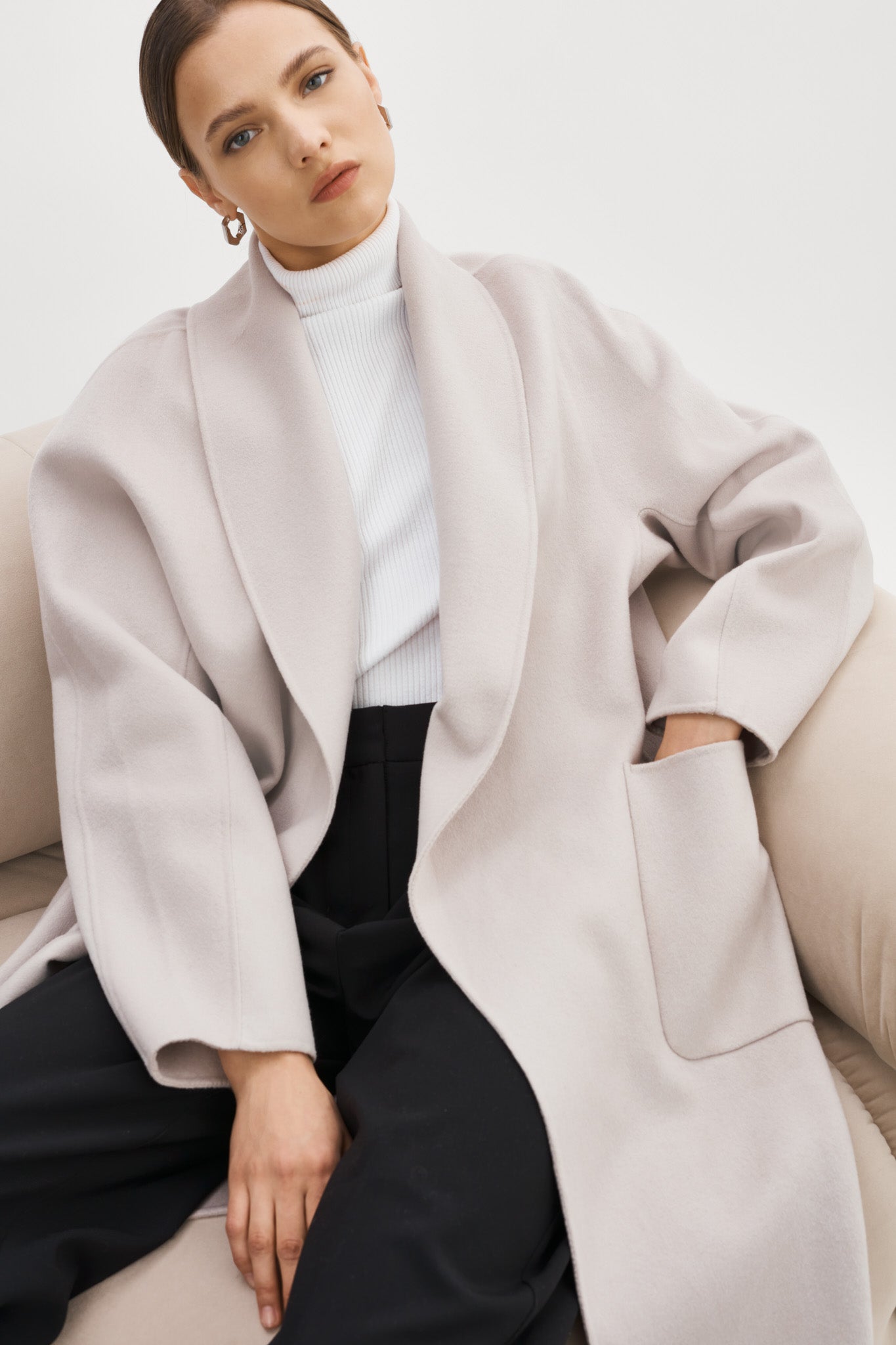 THARA | Shawl Collar Wool Coat