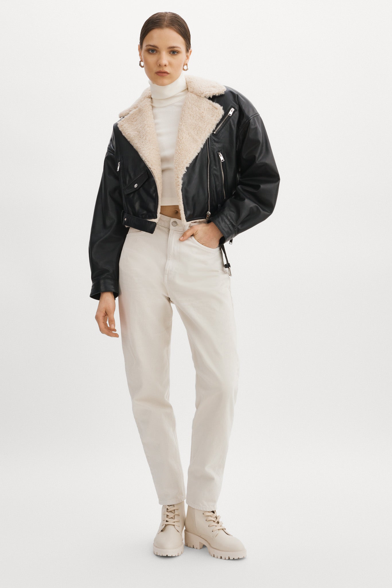 DYLAN | 80's Sherpa Leather Biker Jacket