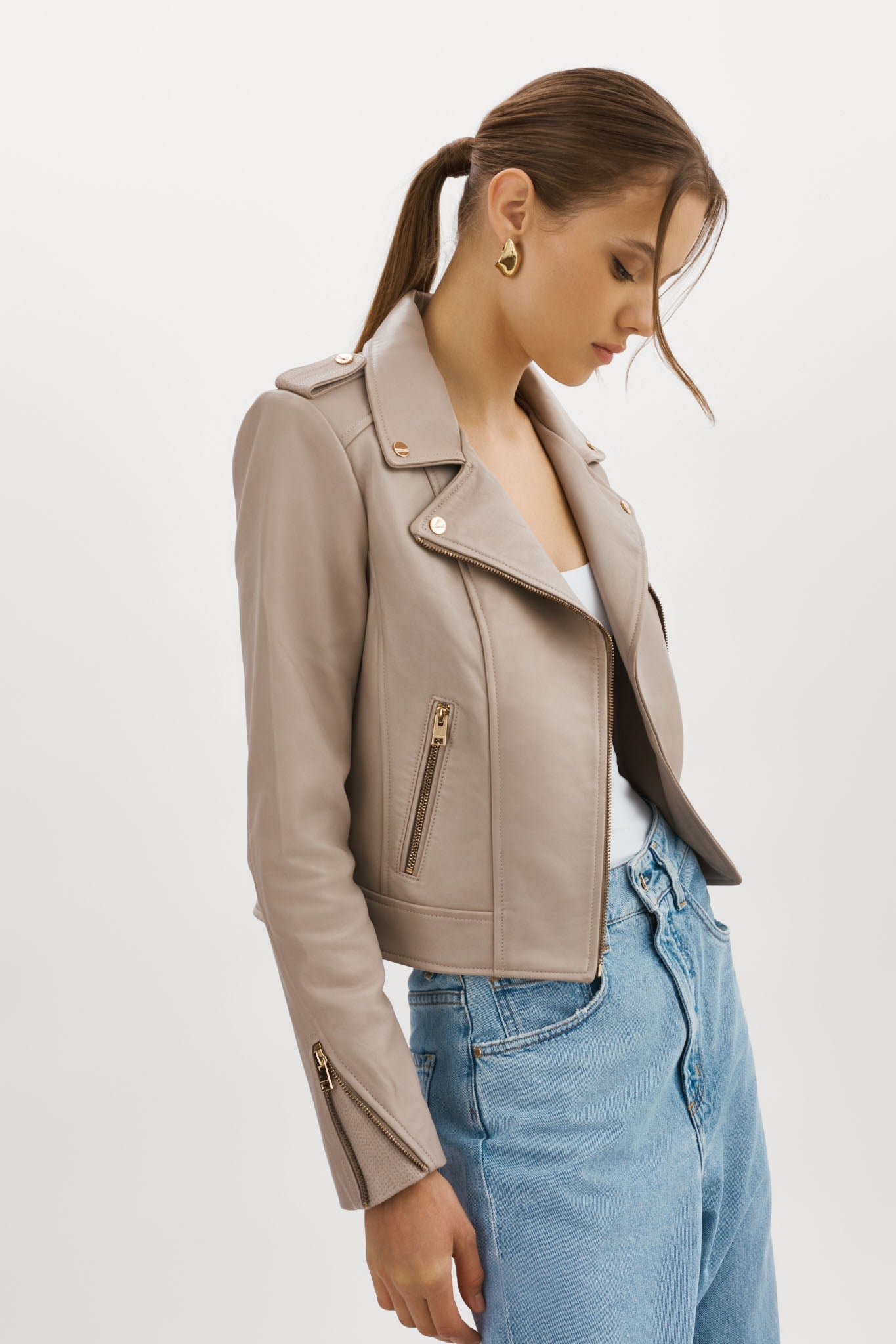 DONNA GOLD | Iconic Leather Biker Jacket