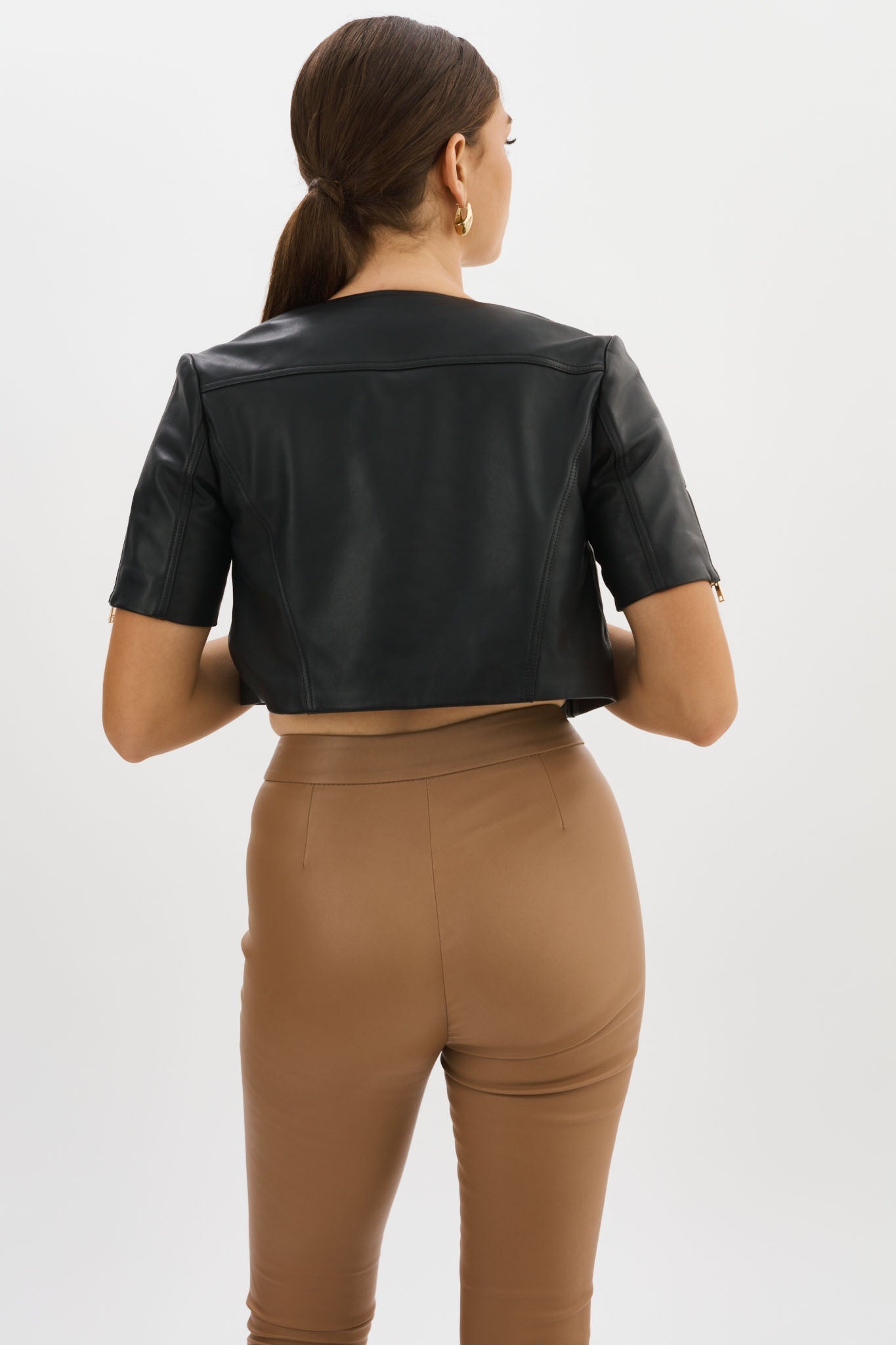 KIRSI GOLD | Cropped Biker Jacket