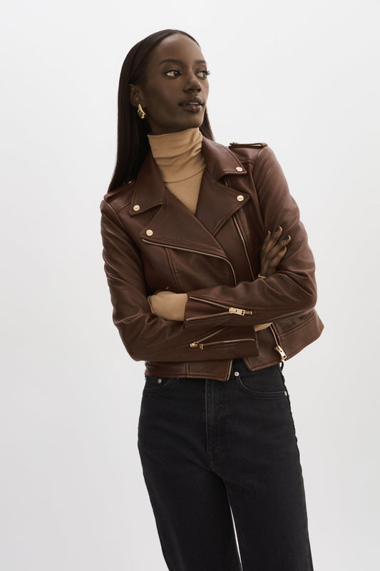 DONNA GOLD | Iconic Leather Biker Jacket