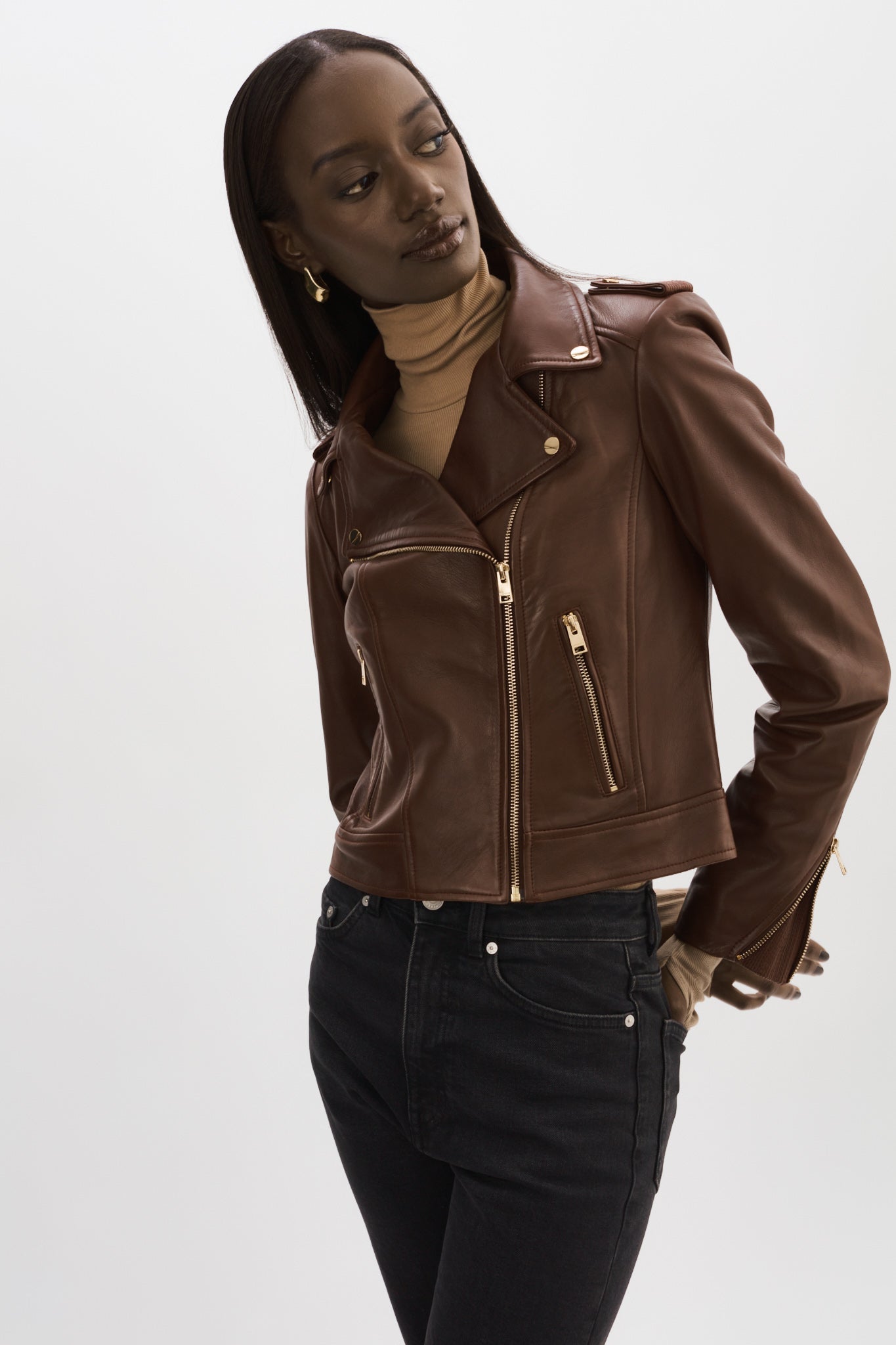 DONNA GOLD | Iconic Leather Biker Jacket