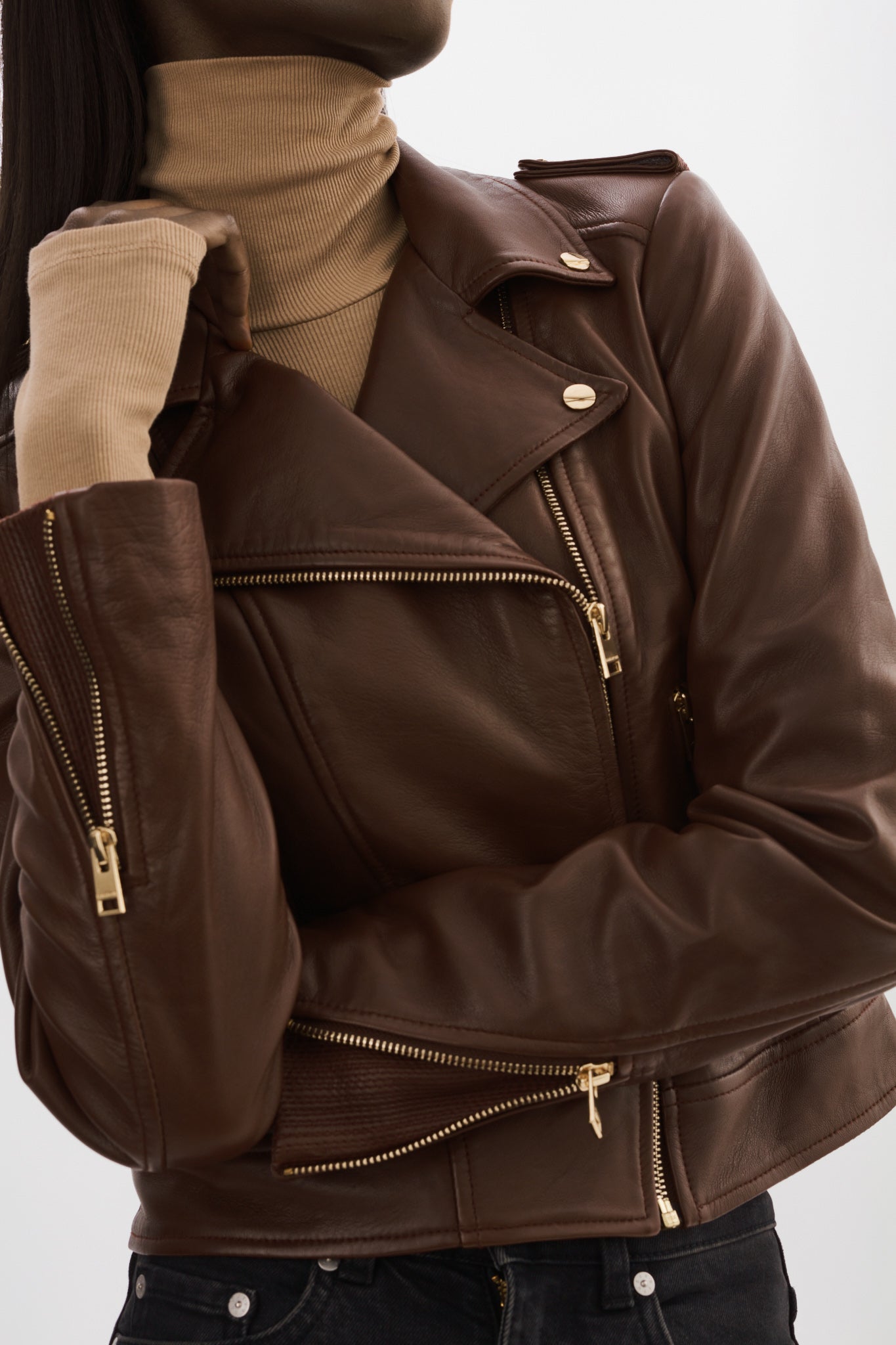 DONNA GOLD | Iconic Leather Biker Jacket