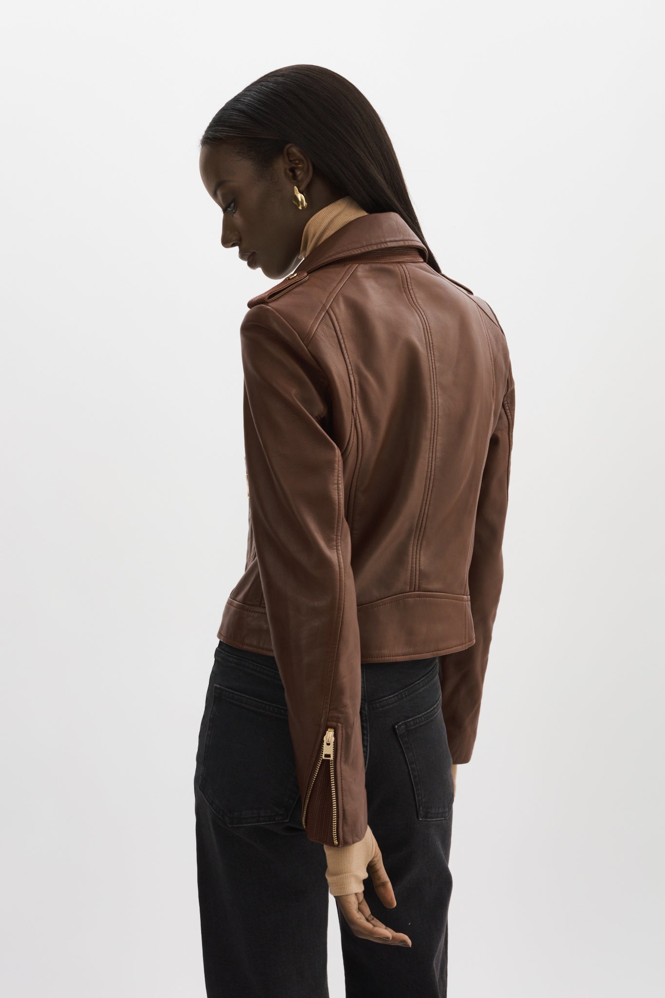 DONNA GOLD | Iconic Leather Biker Jacket