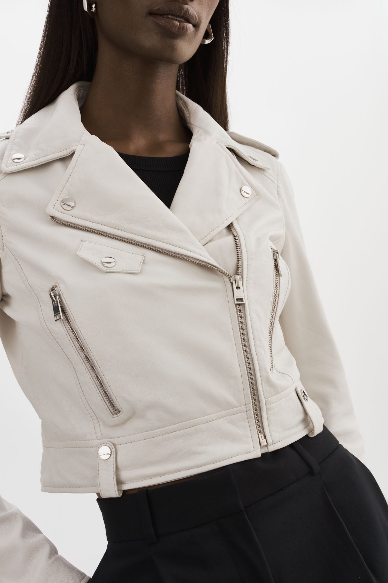 CIARA | Cropped Leather Biker Jacket